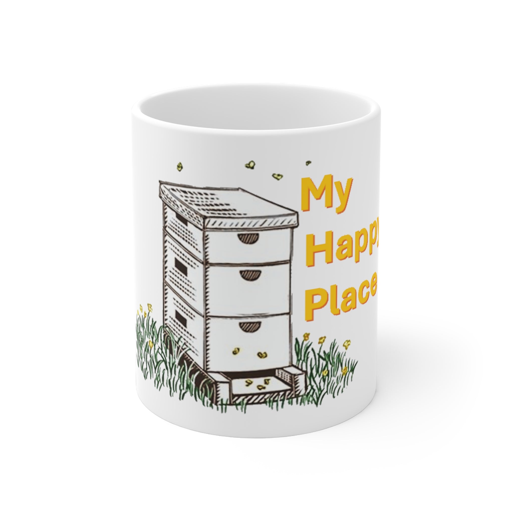 Beehive 'My Happy Place' Ceramic Mug — Beekeeper Gift