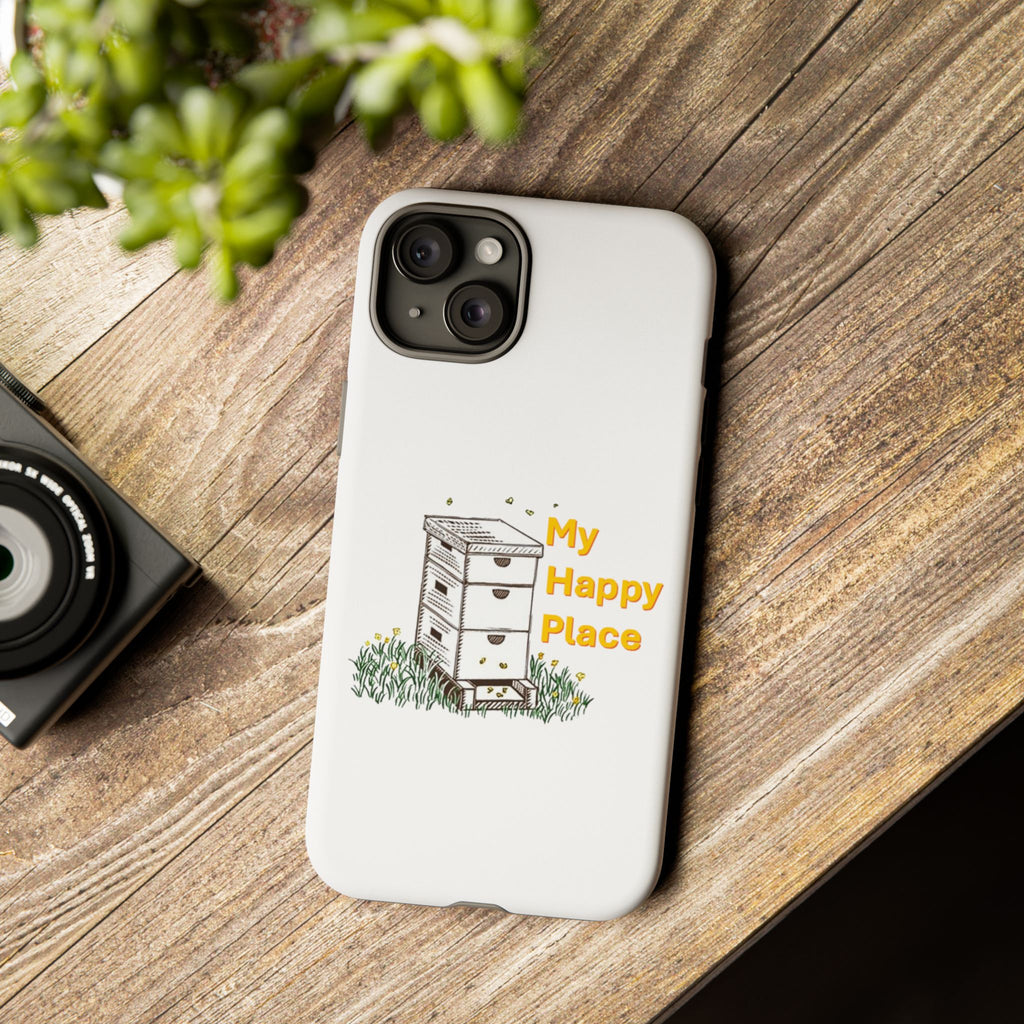 Phone Case — 'My Happy Place' Bee Hive Design Protective Cover
