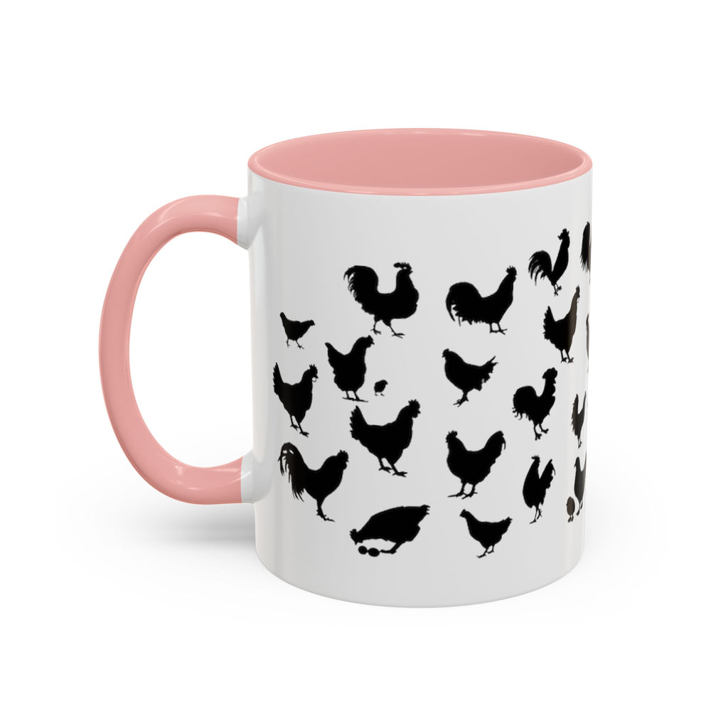 Chickens Silhouette Accent Coffee Mug – Black Hen Pattern (11/15 oz)