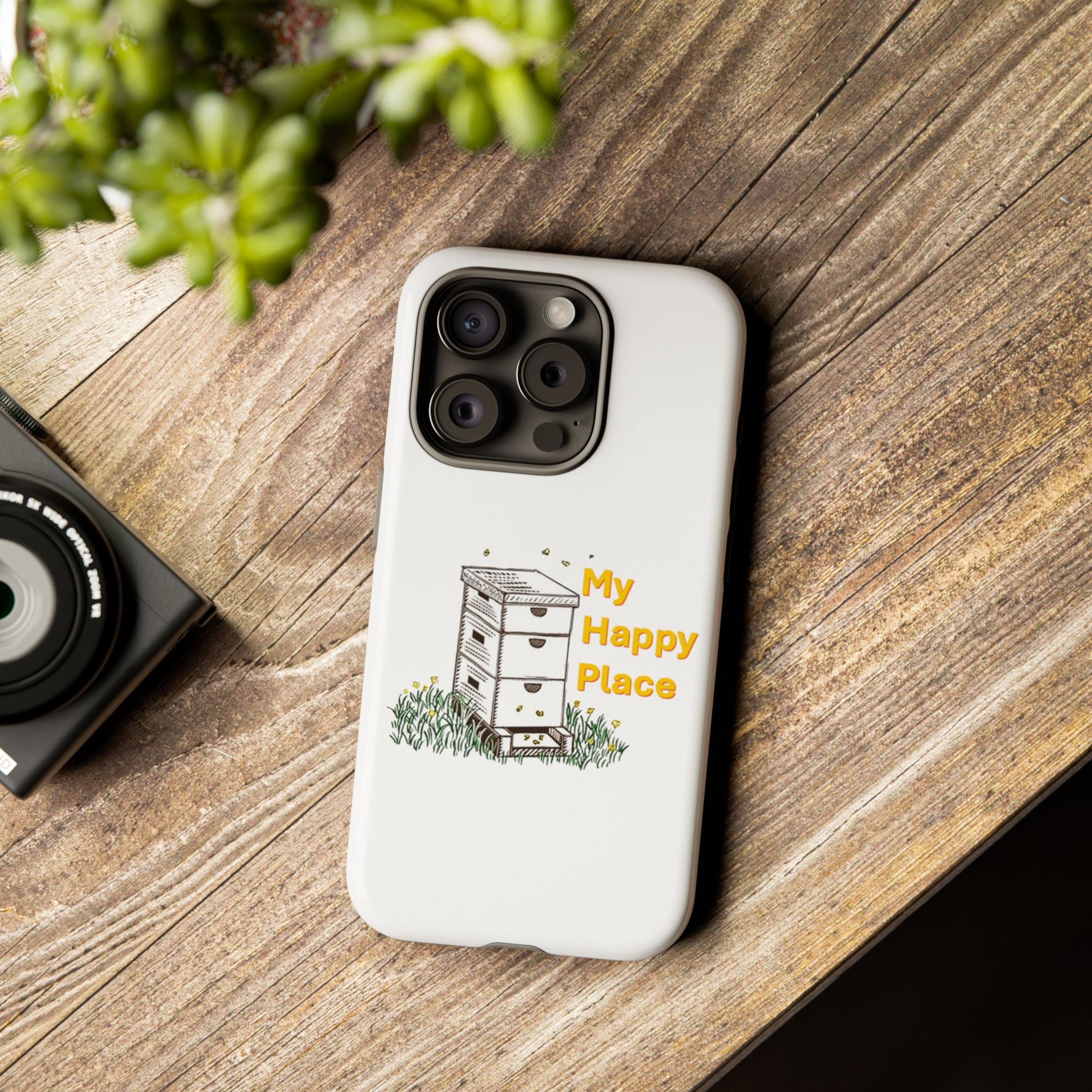 Phone Case — 'My Happy Place' Bee Hive Design Protective Cover