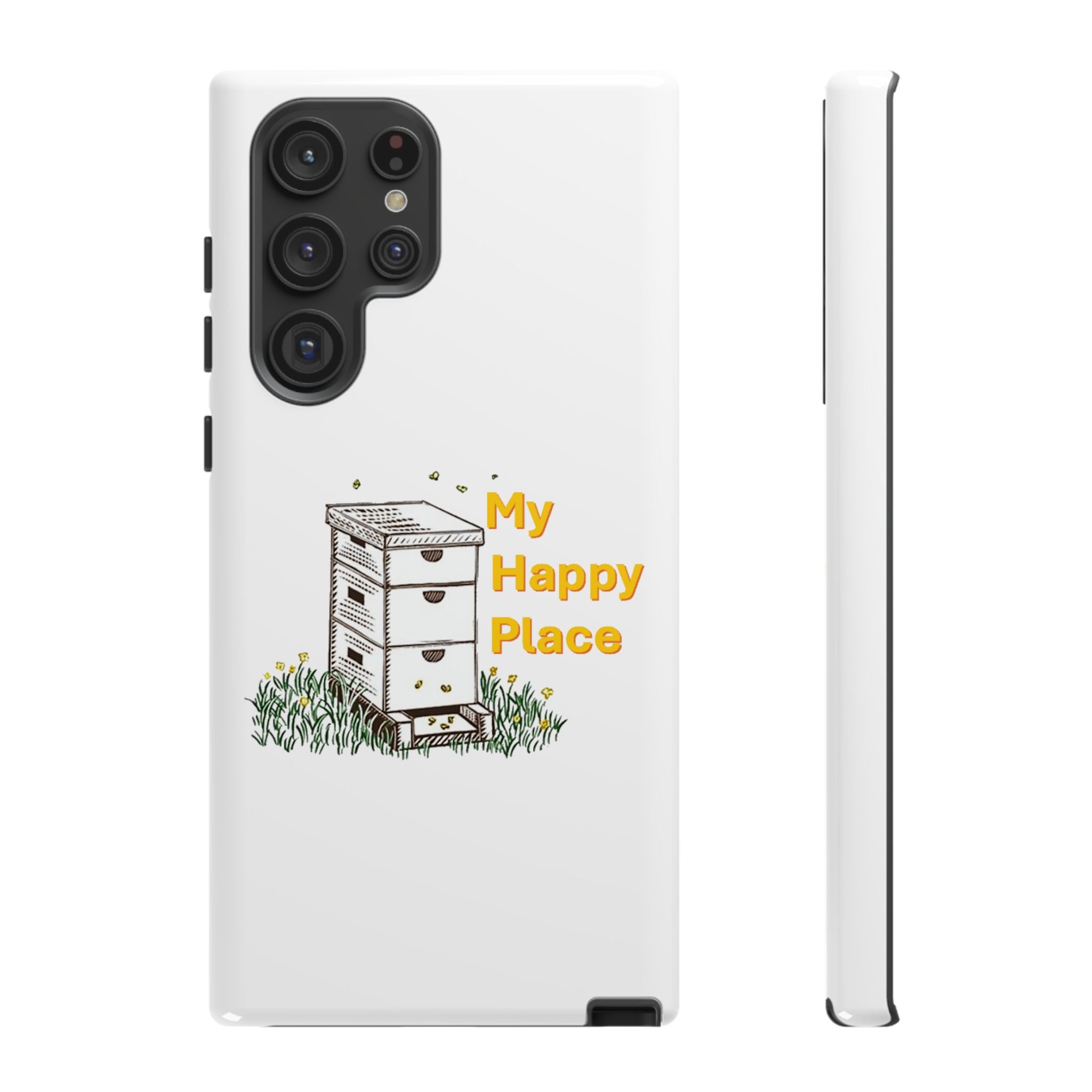 Phone Case — 'My Happy Place' Bee Hive Design Protective Cover