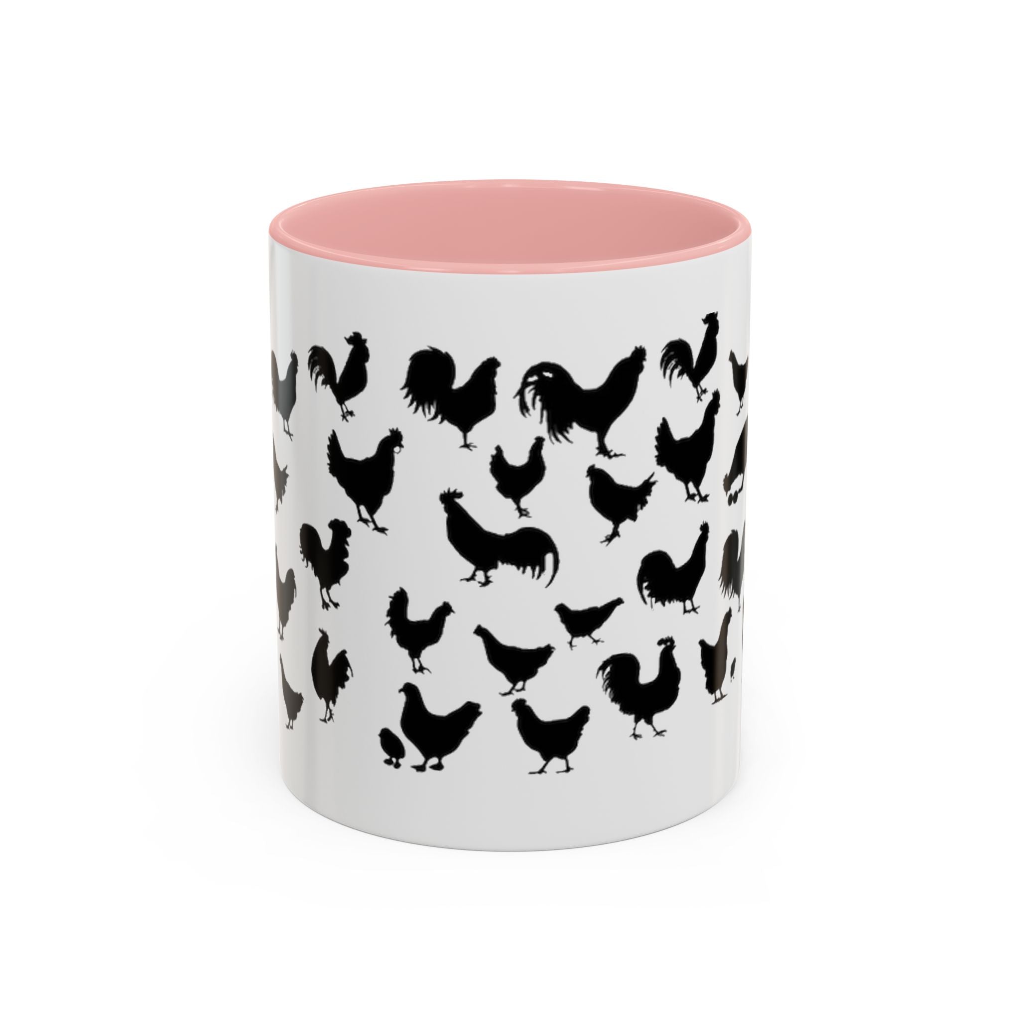 Chickens Silhouette Accent Coffee Mug – Black Hen Pattern (11/15 oz)