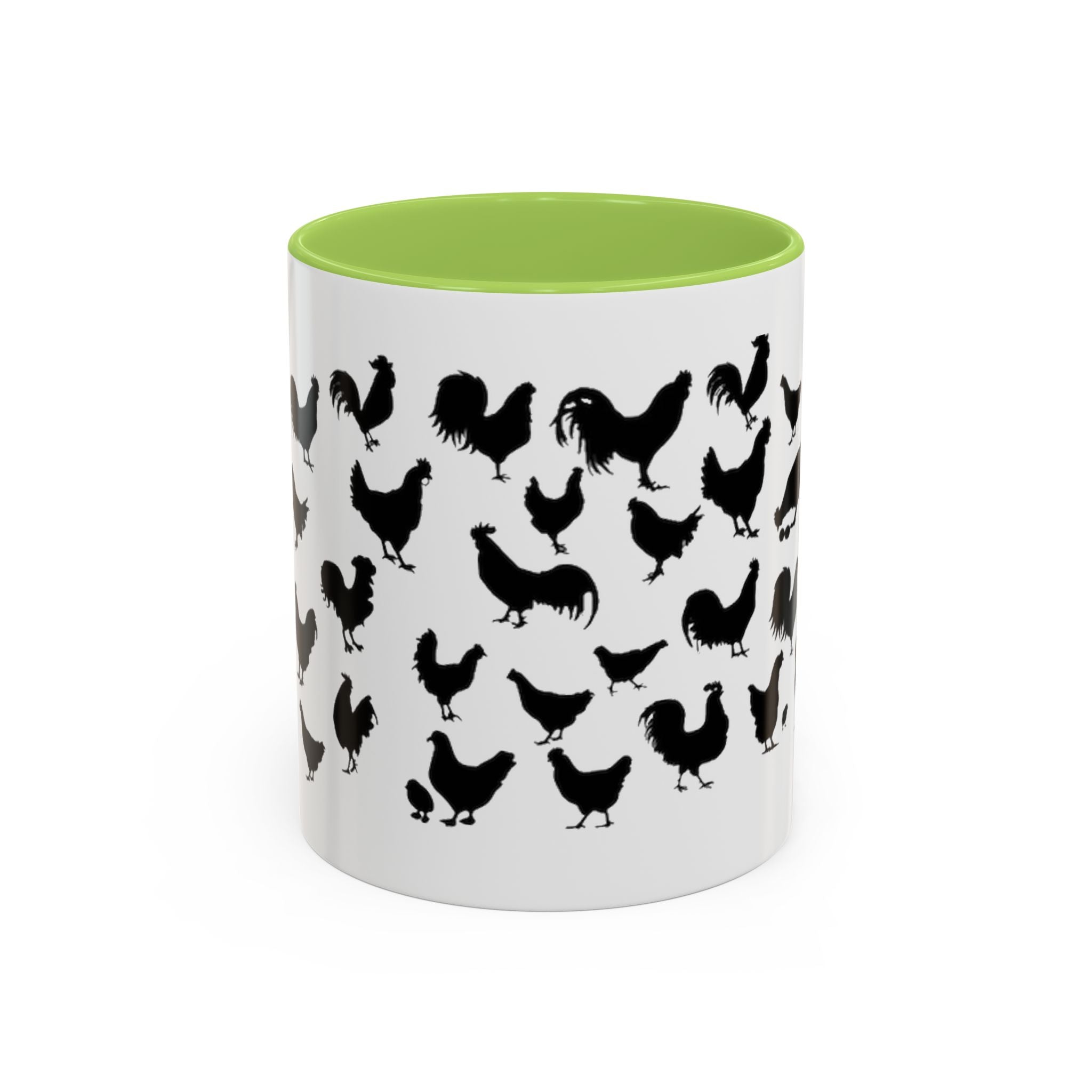 Chickens Silhouette Accent Coffee Mug – Black Hen Pattern (11/15 oz)