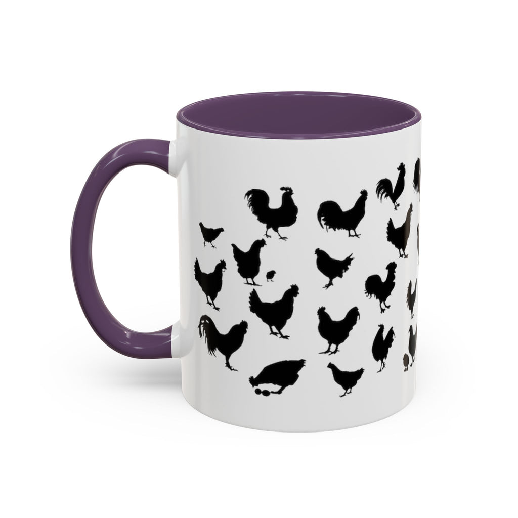 Chickens Silhouette Accent Coffee Mug – Black Hen Pattern (11/15 oz)
