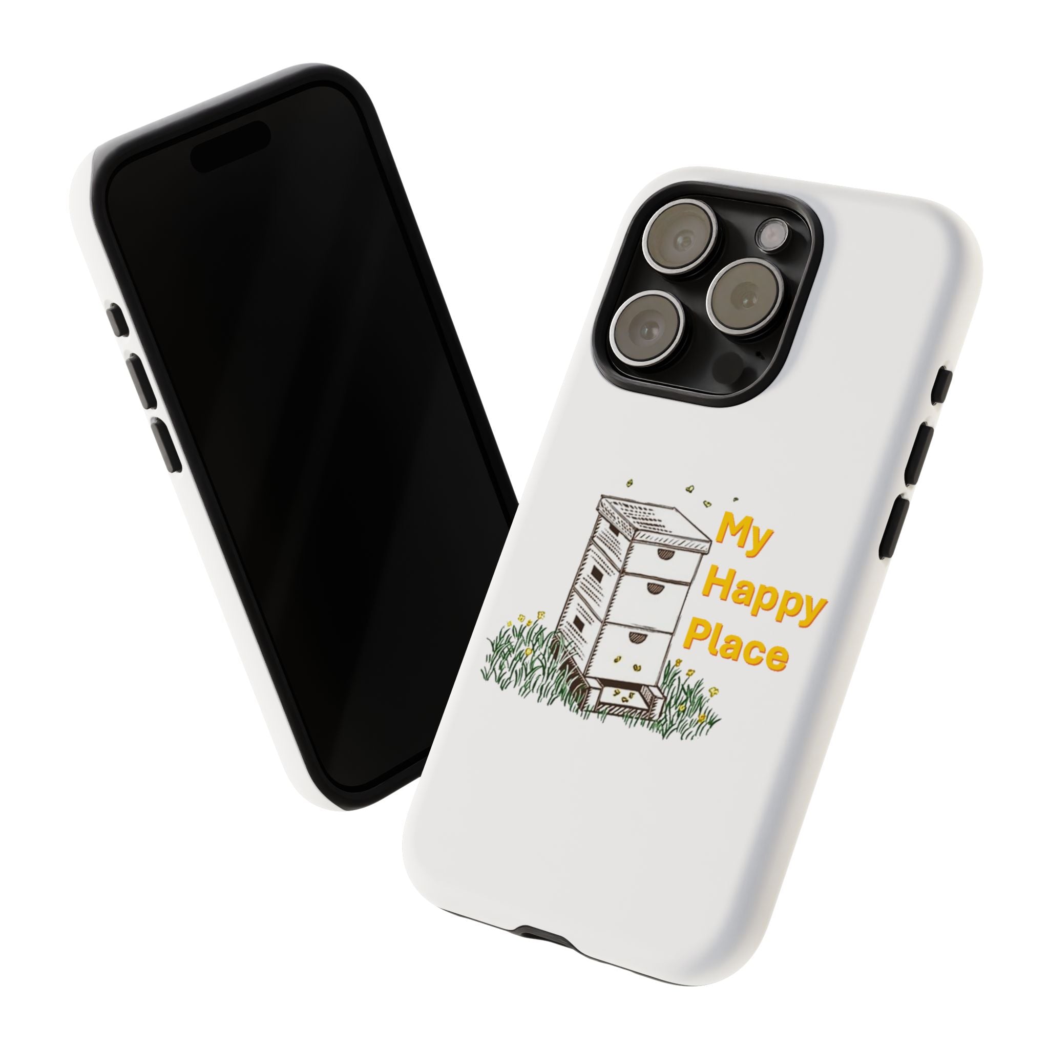 Phone Case — 'My Happy Place' Bee Hive Design Protective Cover