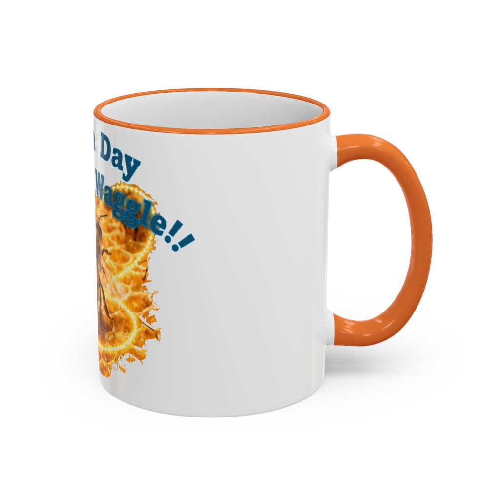 Have a Day Worth a Waggle! Bee Honey Mug — Accent Rim & Handle Coffee Cup