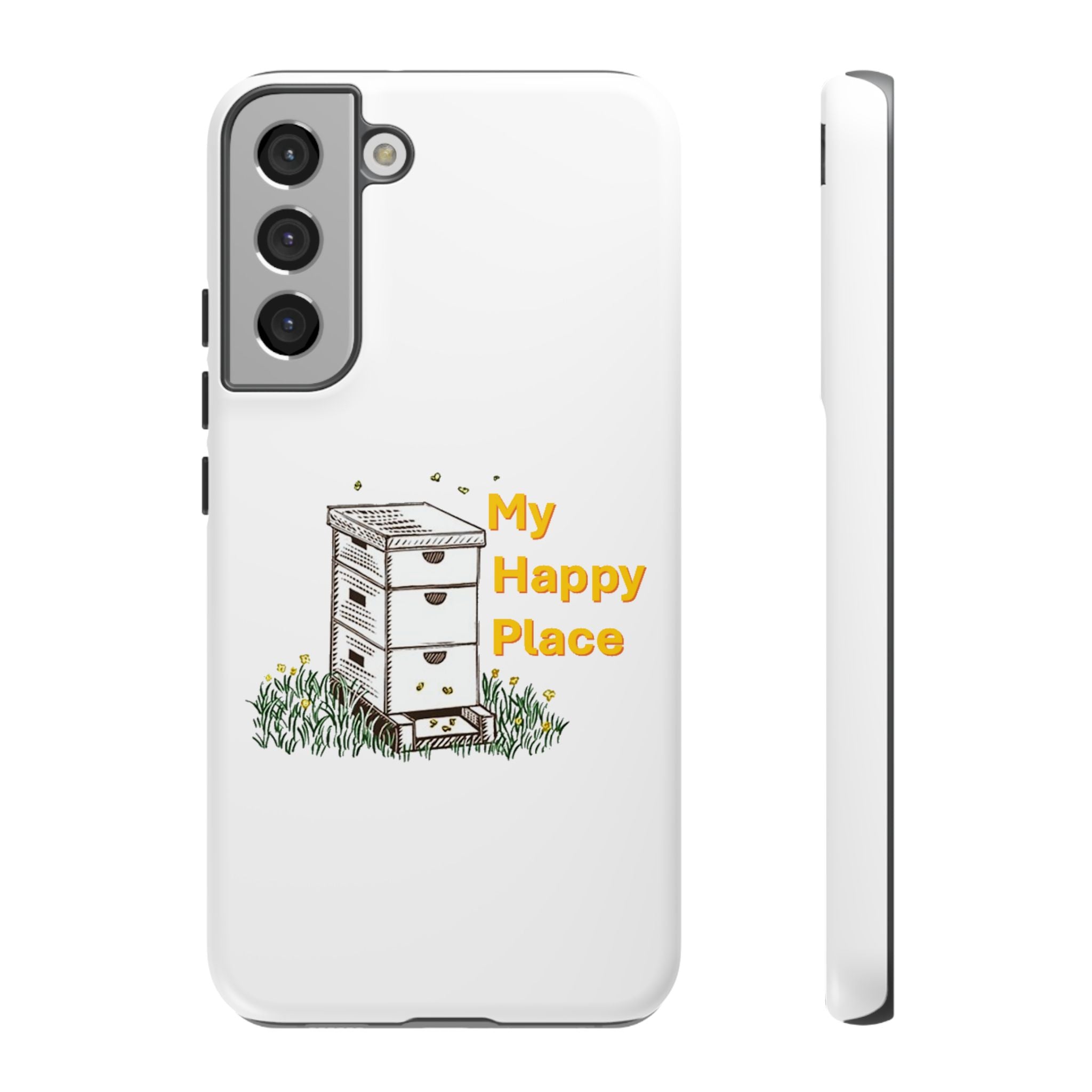 Phone Case — 'My Happy Place' Bee Hive Design Protective Cover