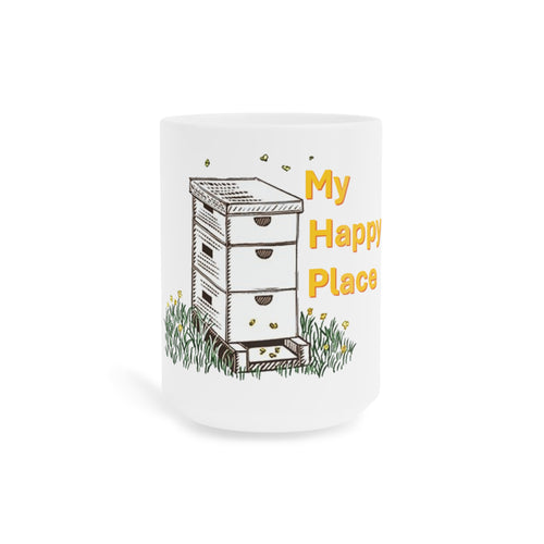 Beehive 'My Happy Place' Ceramic Mug — Beekeeper Gift