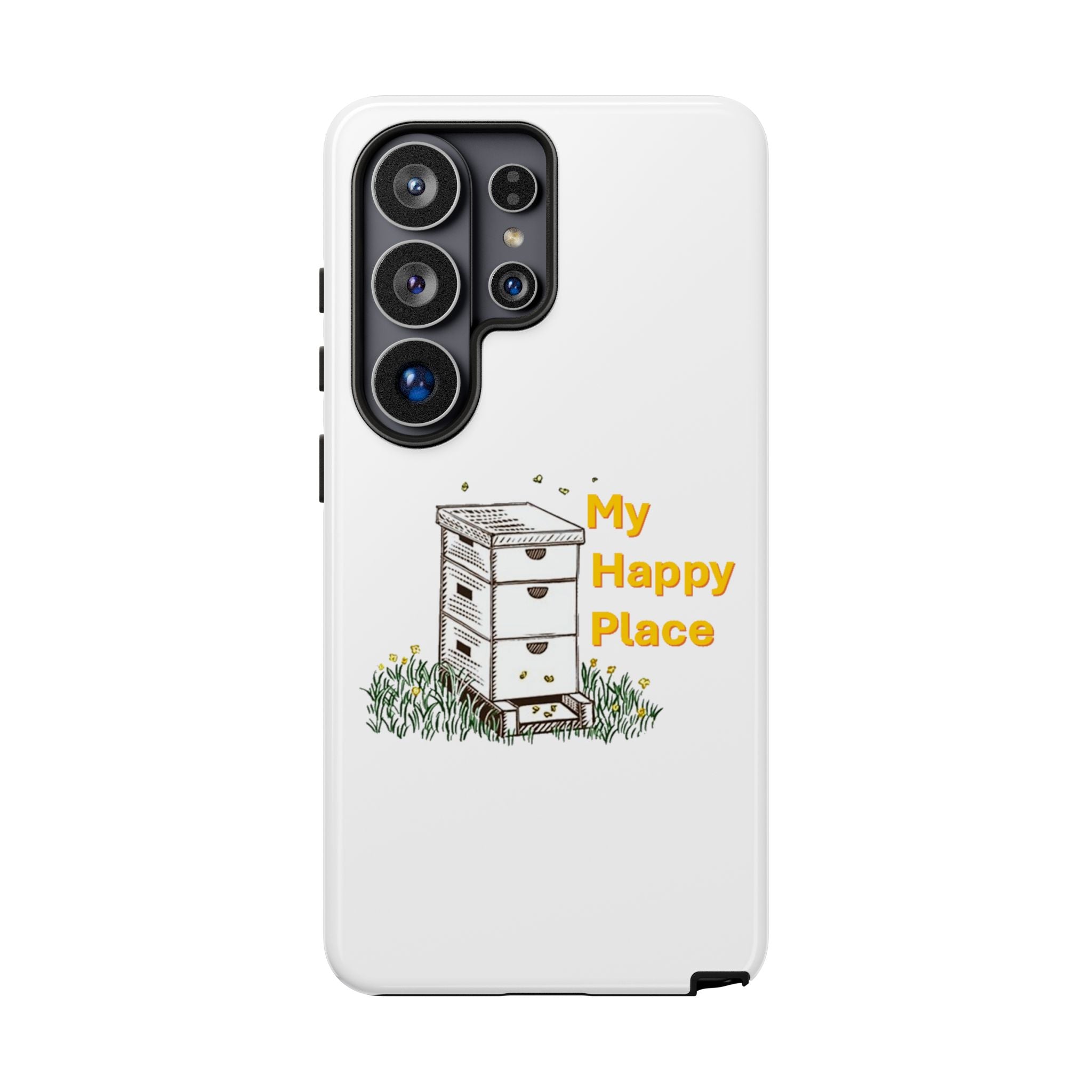 Phone Case — 'My Happy Place' Bee Hive Design Protective Cover