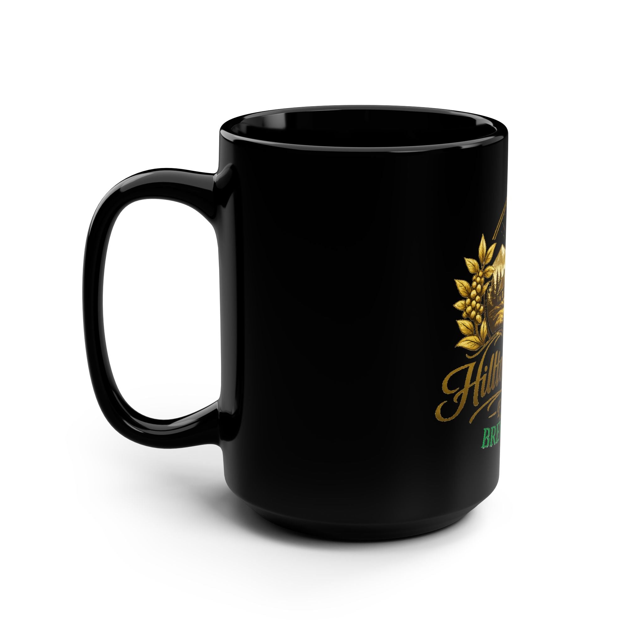 Hilltop Haven Farms 15oz Black Mug – "Brew Happy" Rustic Farmhouse Coffee Cup