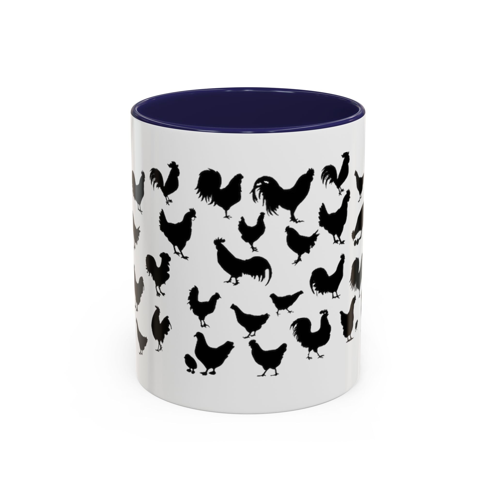 Chickens Silhouette Accent Coffee Mug – Black Hen Pattern (11/15 oz)