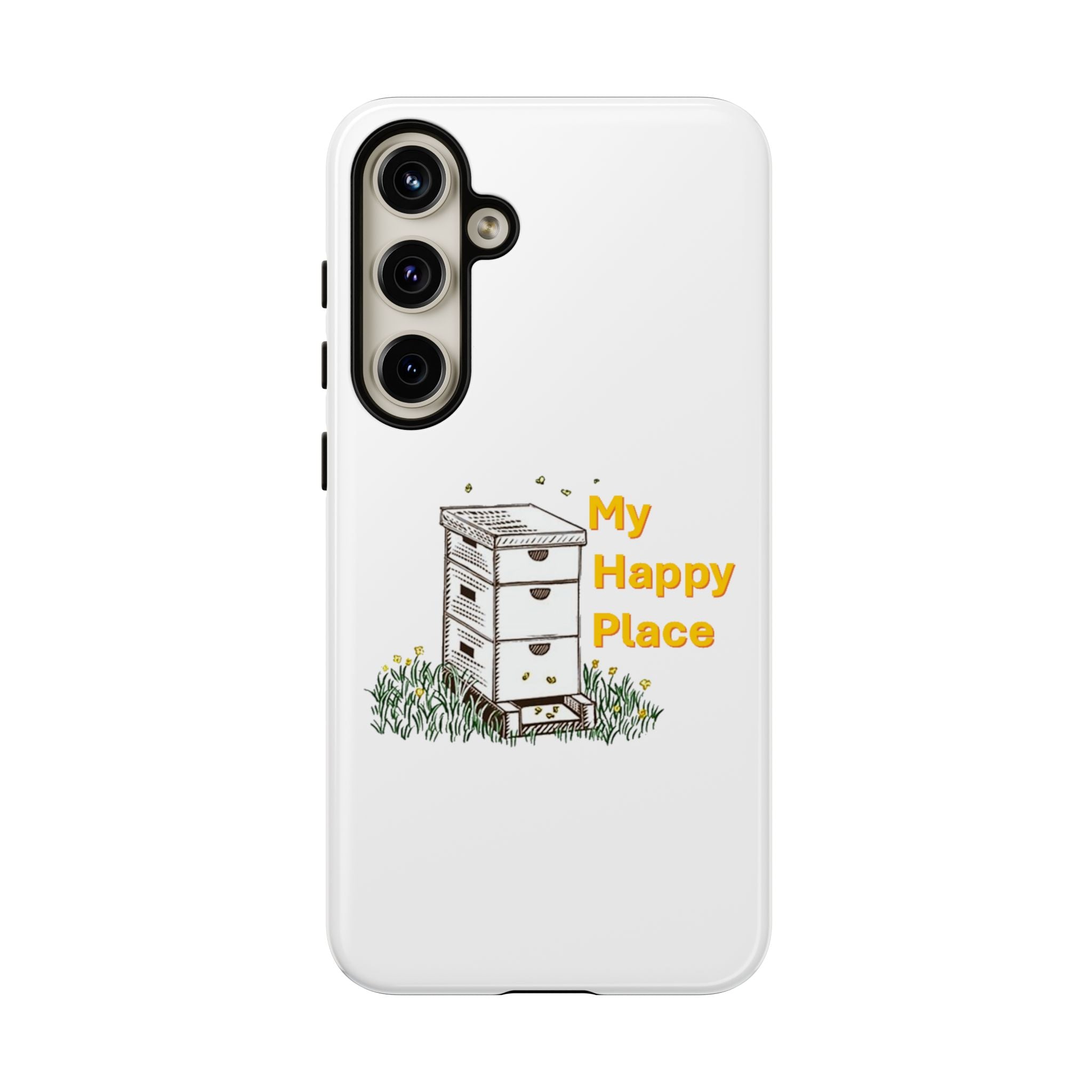Phone Case — 'My Happy Place' Bee Hive Design Protective Cover