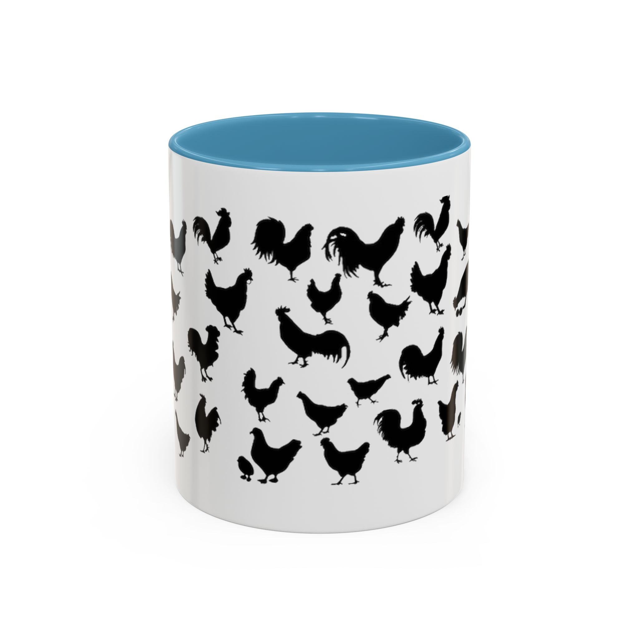 Chickens Silhouette Accent Coffee Mug – Black Hen Pattern (11/15 oz)