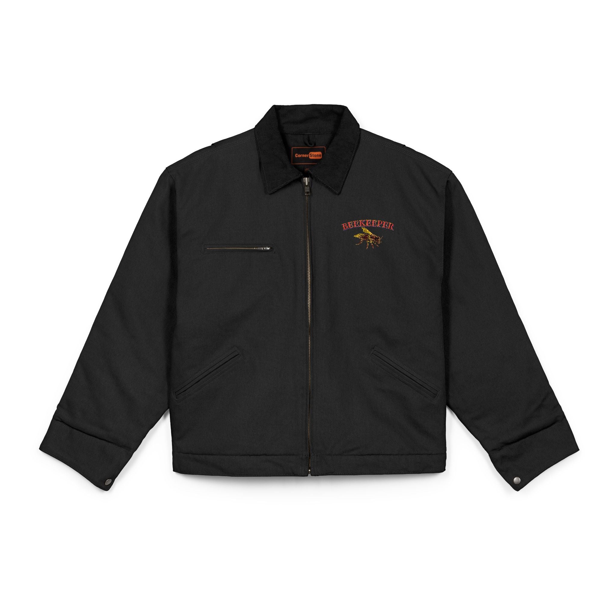 Beekeeper Duck Cloth Work Jacket — Embroidered Chest Logo, Durable Carpenter-Style Coat