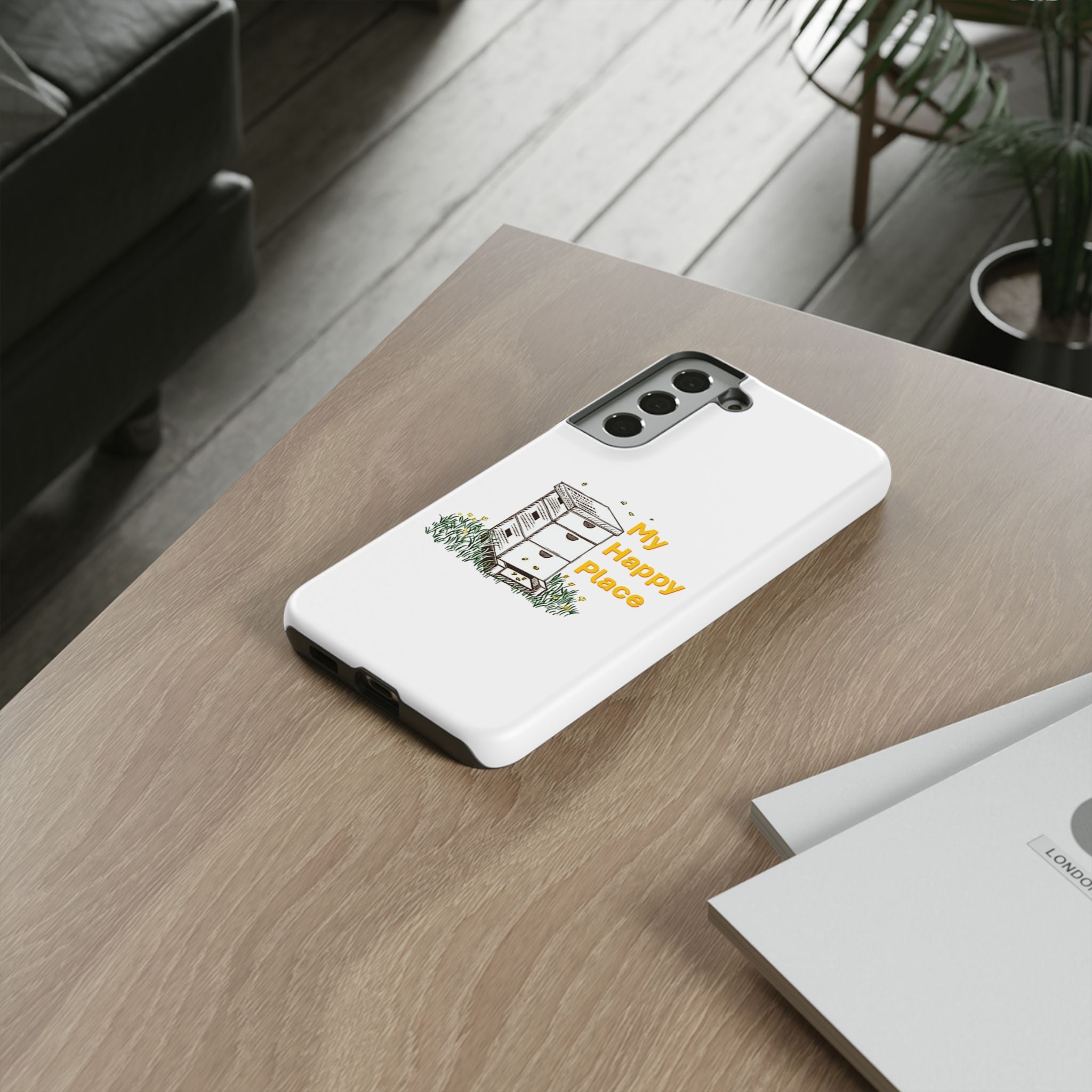 Phone Case — 'My Happy Place' Bee Hive Design Protective Cover