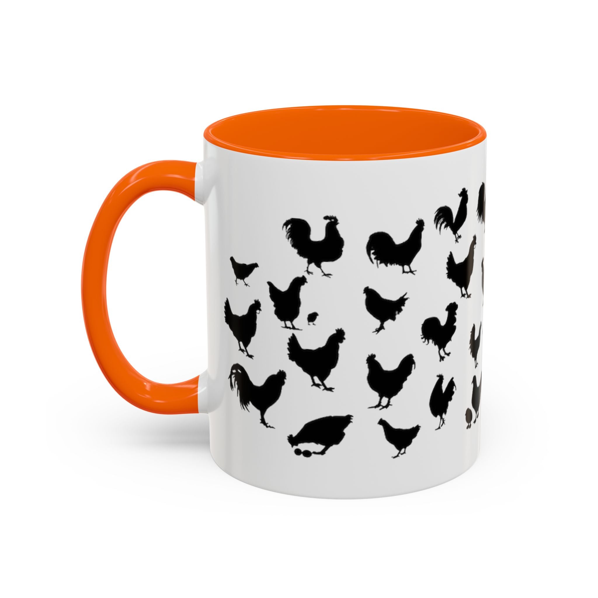 Chickens Silhouette Accent Coffee Mug – Black Hen Pattern (11/15 oz)