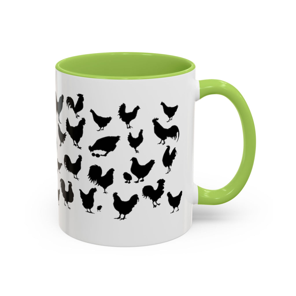 Chickens Silhouette Accent Coffee Mug – Black Hen Pattern (11/15 oz)