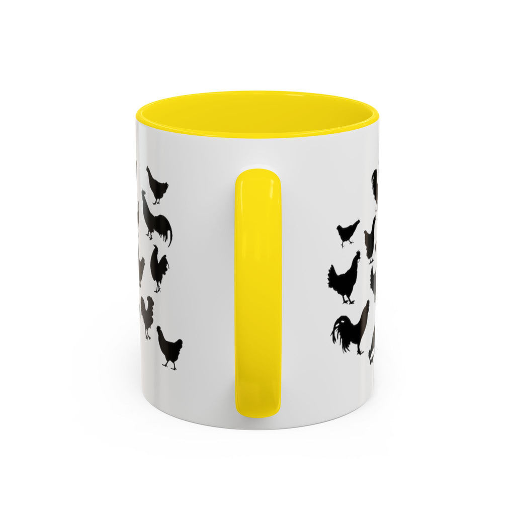 Chickens Silhouette Accent Coffee Mug – Black Hen Pattern (11/15 oz)