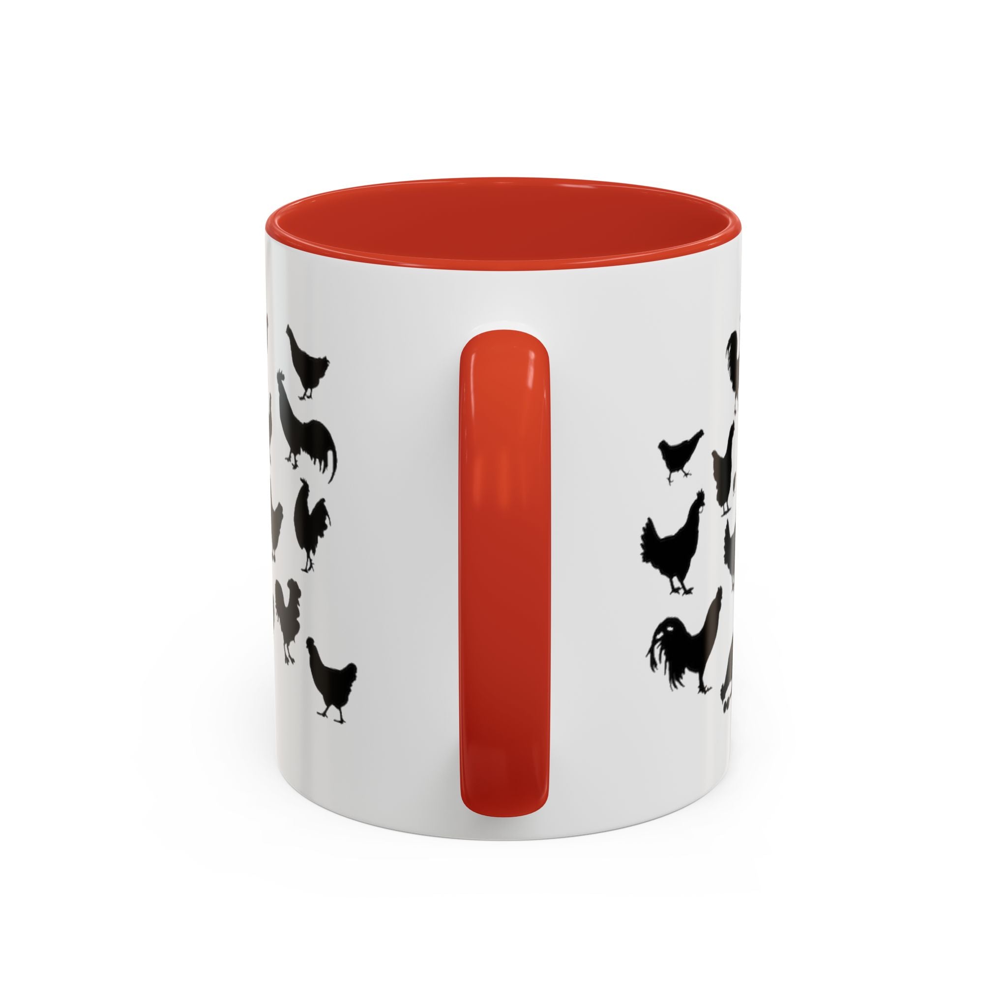 Chickens Silhouette Accent Coffee Mug – Black Hen Pattern (11/15 oz)