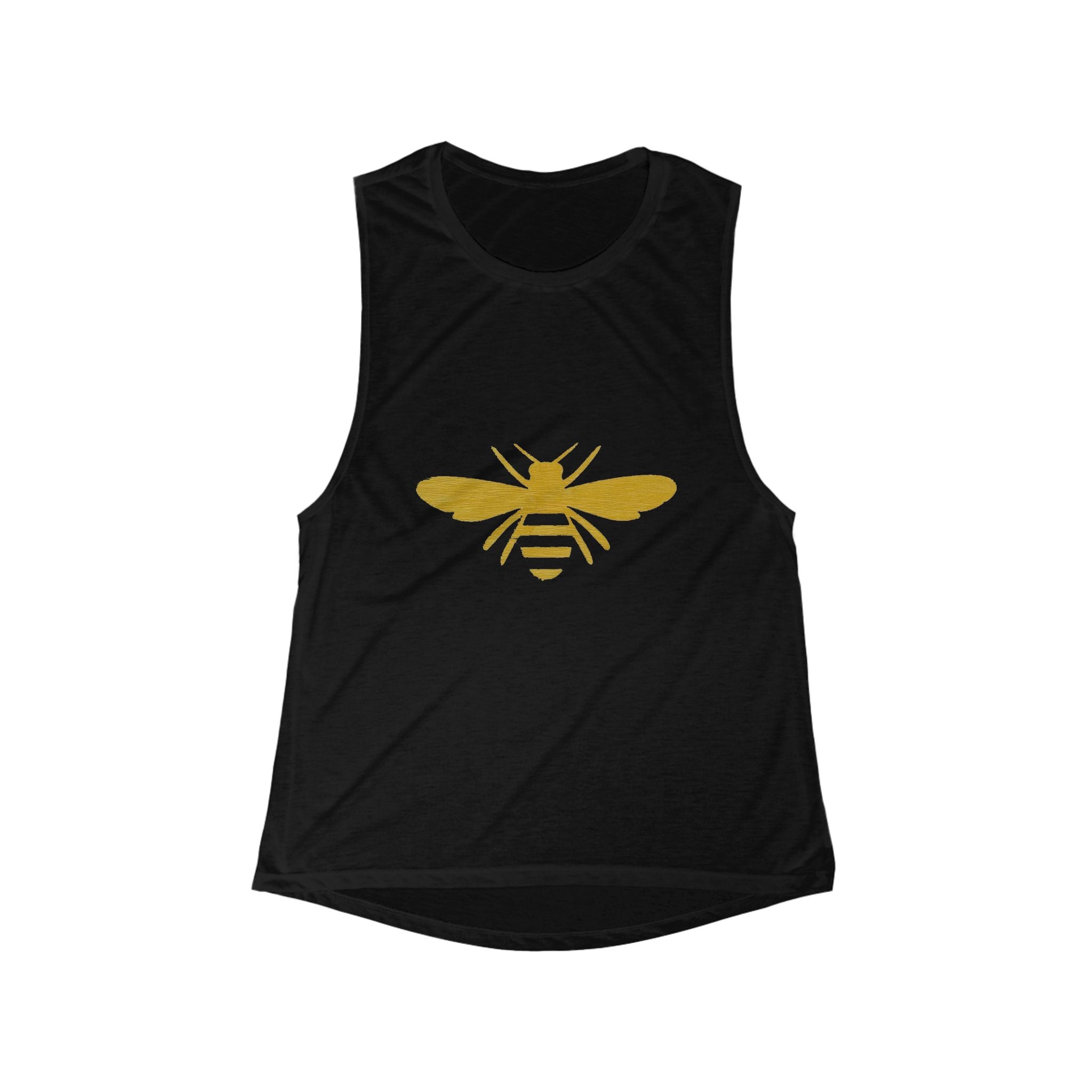 Women's Bee Graphic Muscle Tank — Gold Honeybee Scoop Tank Top