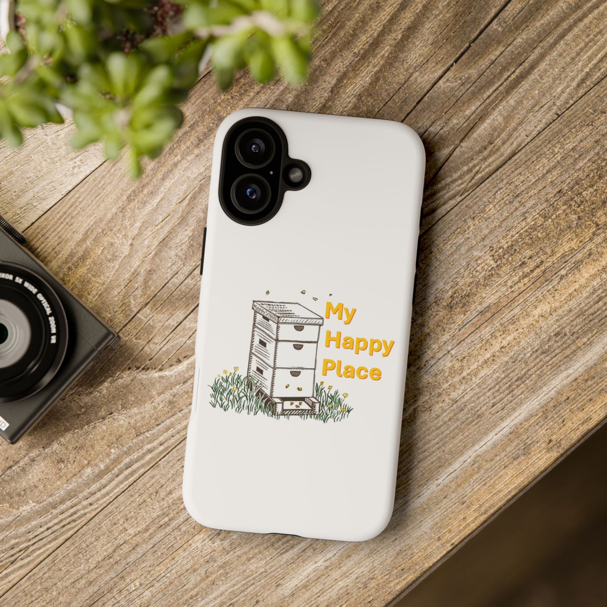 Phone Case — 'My Happy Place' Bee Hive Design Protective Cover