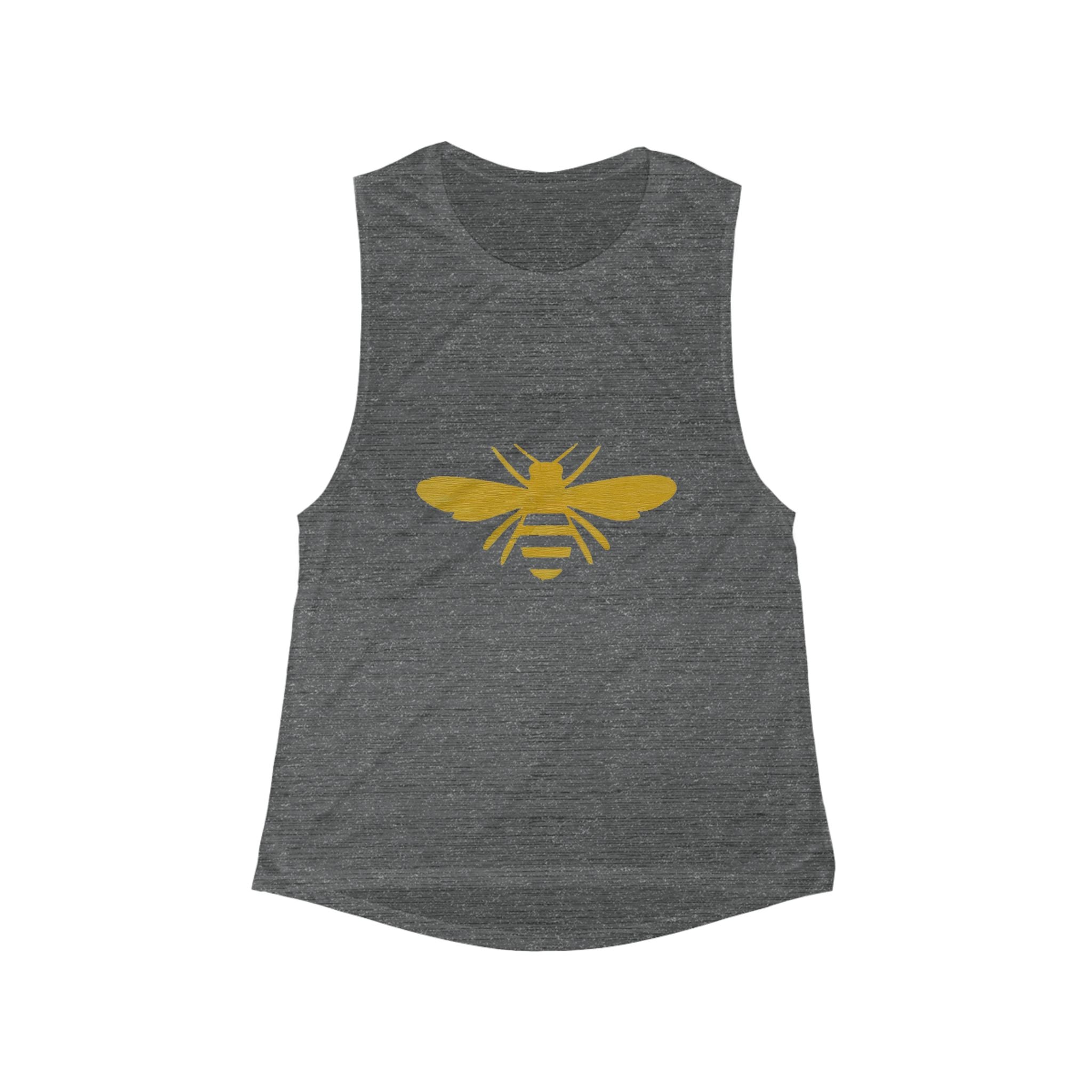 Women's Bee Graphic Muscle Tank — Gold Honeybee Scoop Tank Top