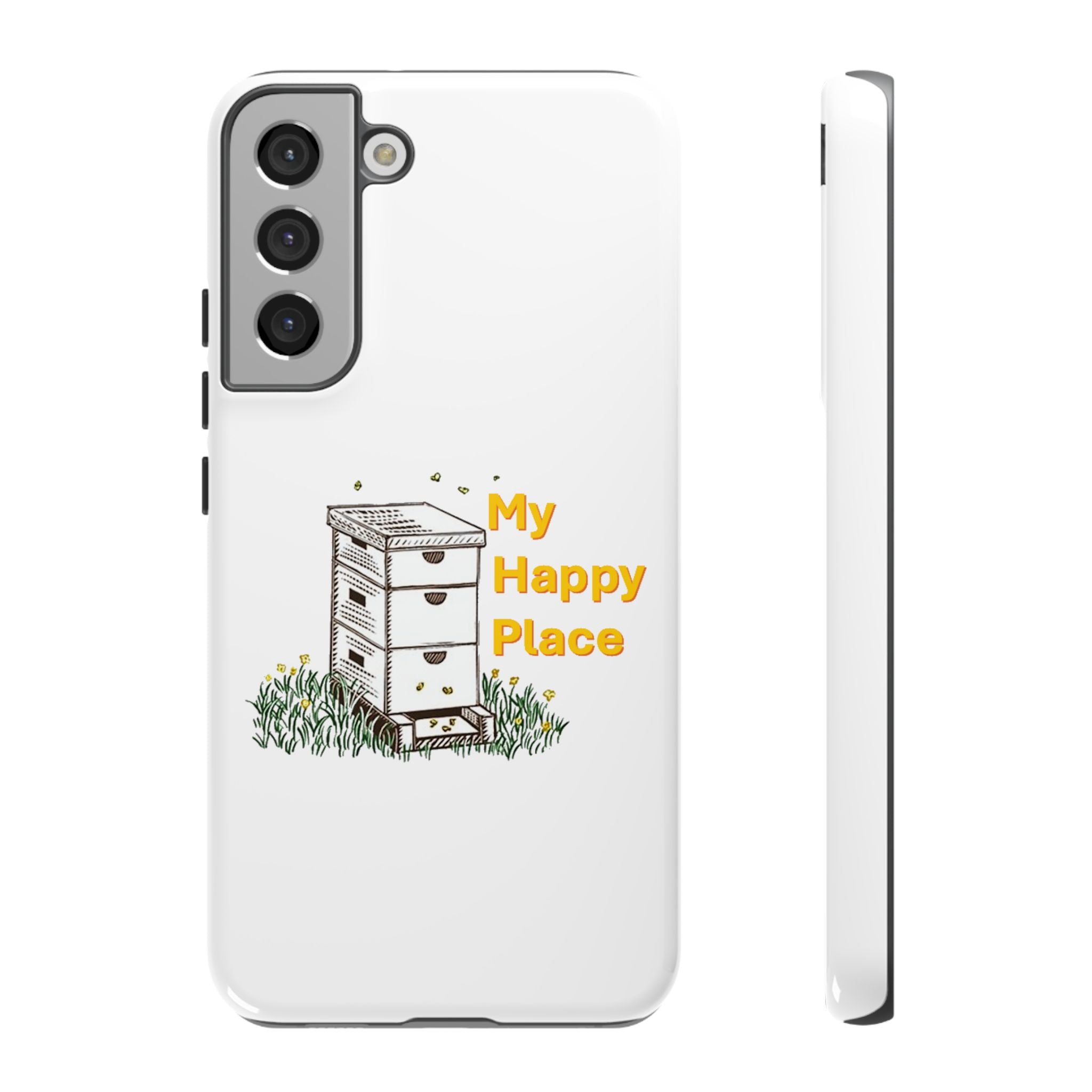Phone Case — 'My Happy Place' Bee Hive Design Protective Cover