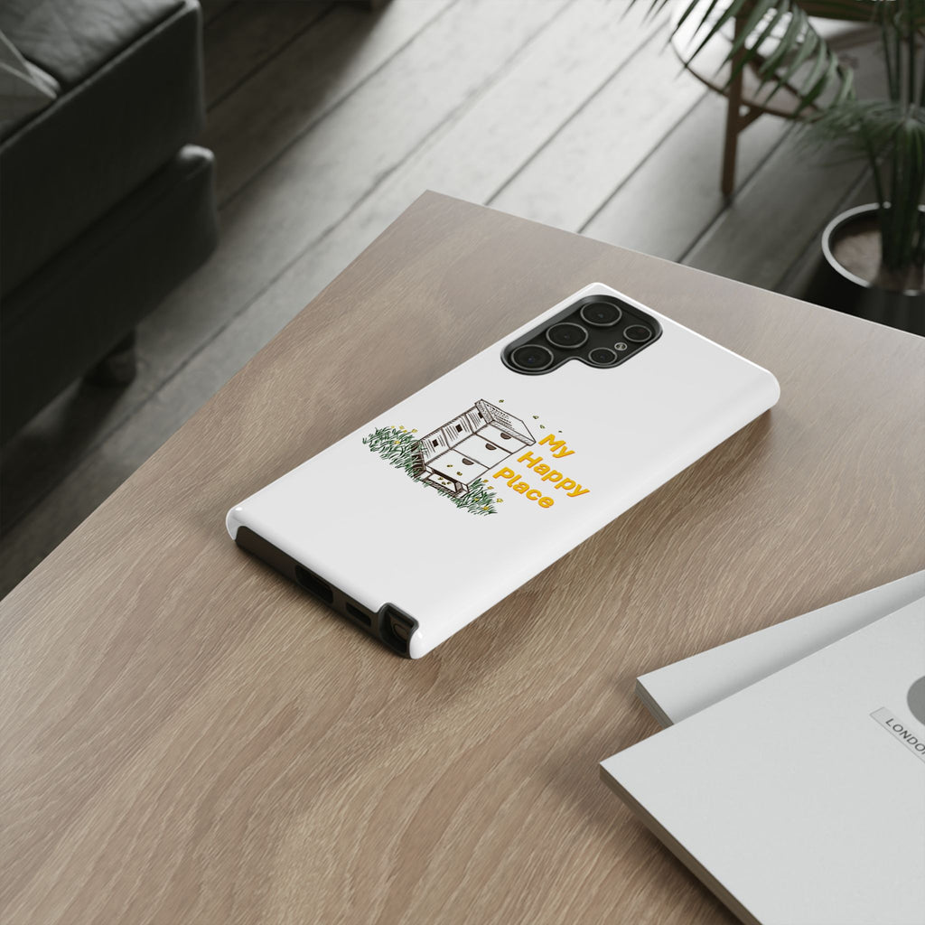 Phone Case — 'My Happy Place' Bee Hive Design Protective Cover