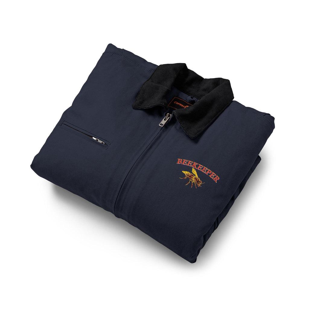 Beekeeper Duck Cloth Work Jacket — Embroidered Chest Logo, Durable Carpenter-Style Coat