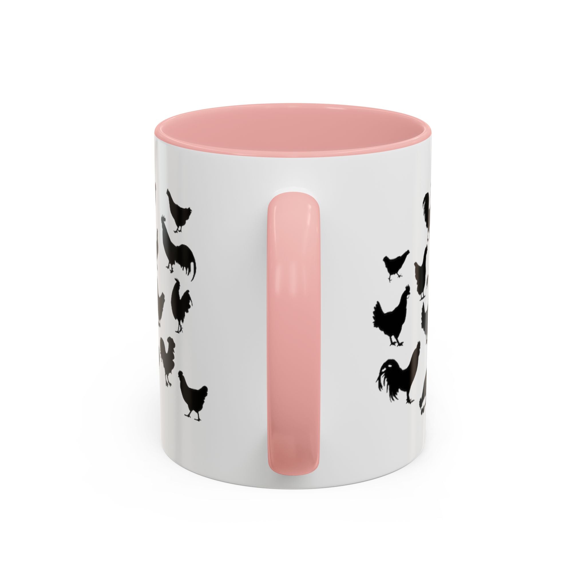 Chickens Silhouette Accent Coffee Mug – Black Hen Pattern (11/15 oz)