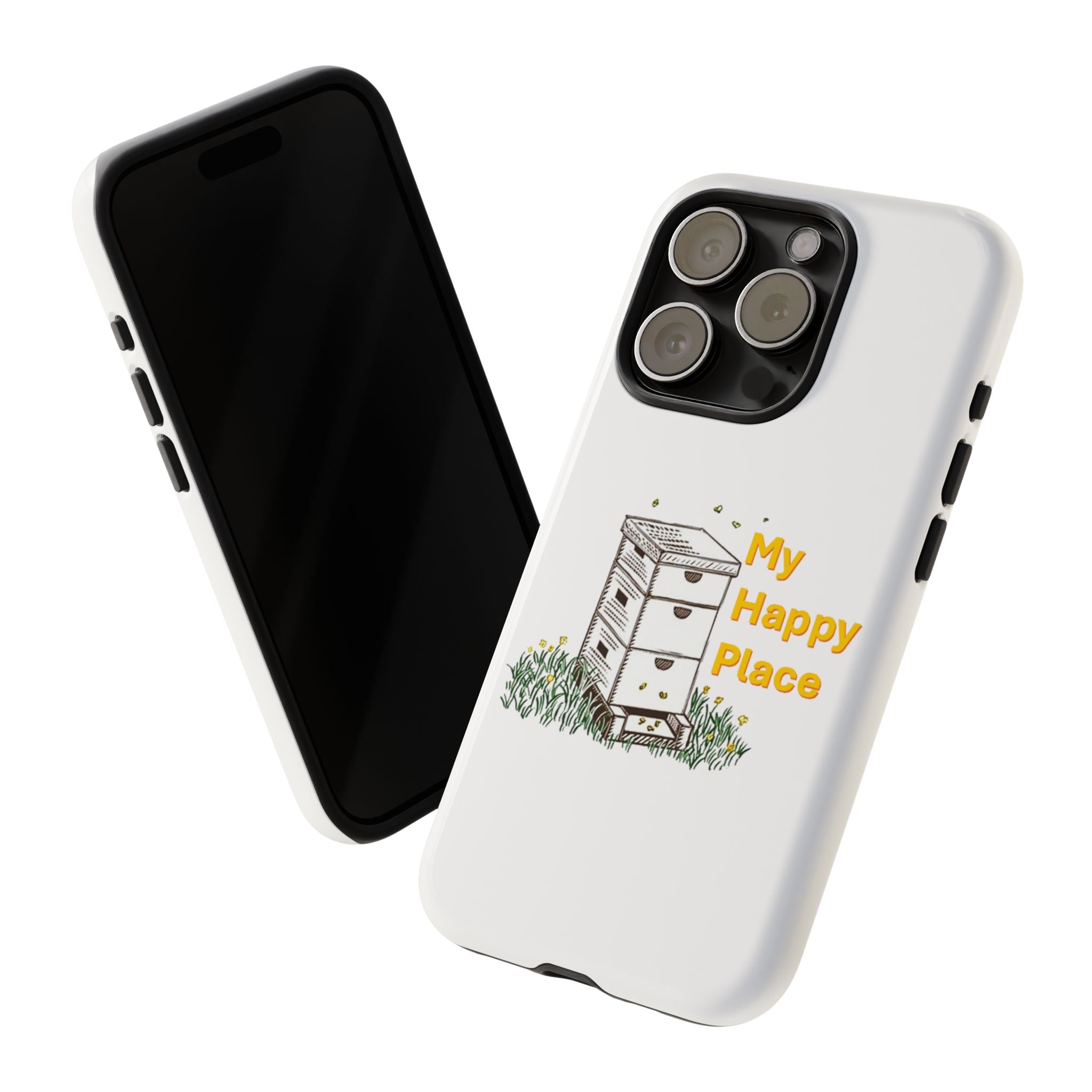 Phone Case — 'My Happy Place' Bee Hive Design Protective Cover