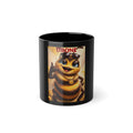Drone Bee Black Coffee Mug — Cute Cartoon Bee Graphic 11oz