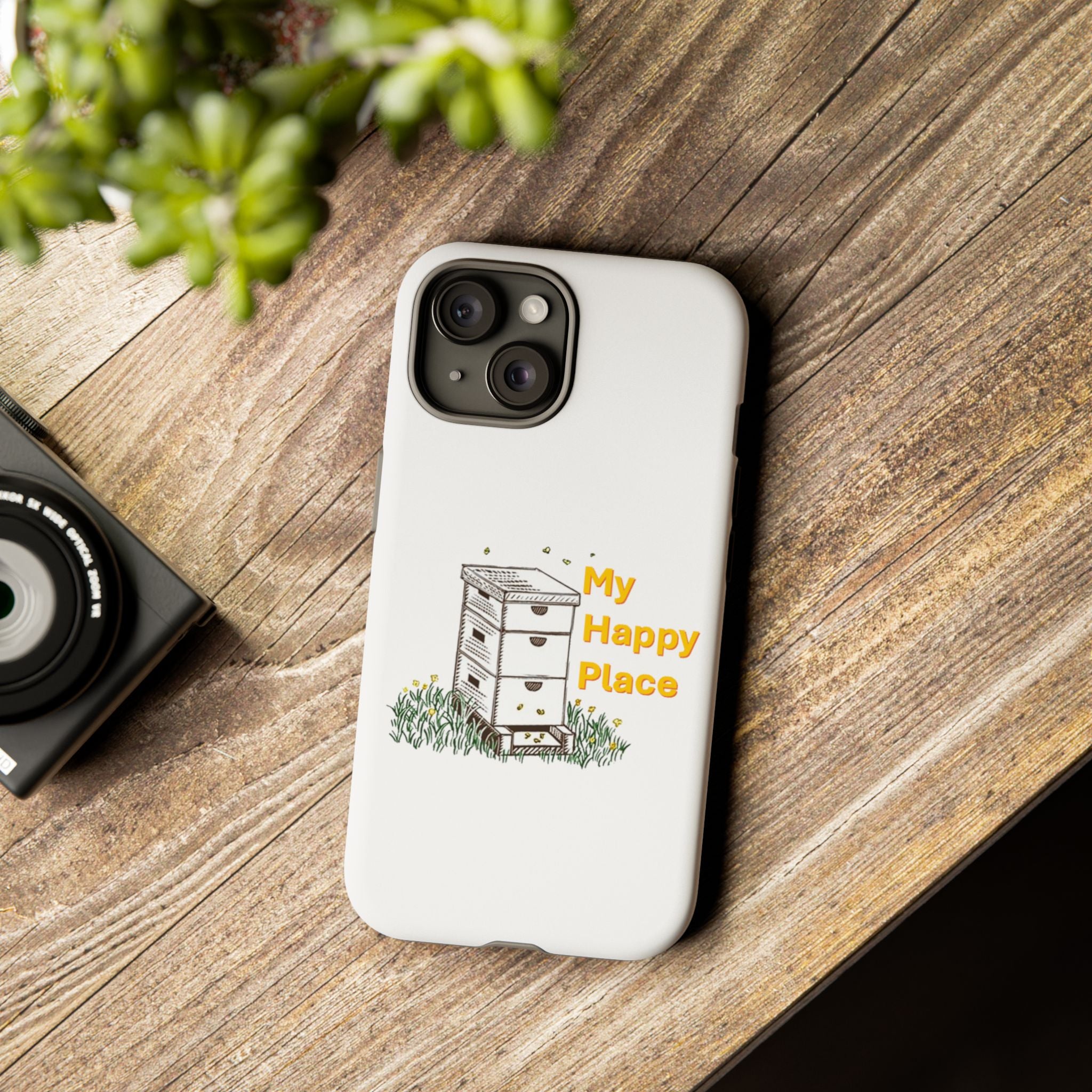 Phone Case — 'My Happy Place' Bee Hive Design Protective Cover