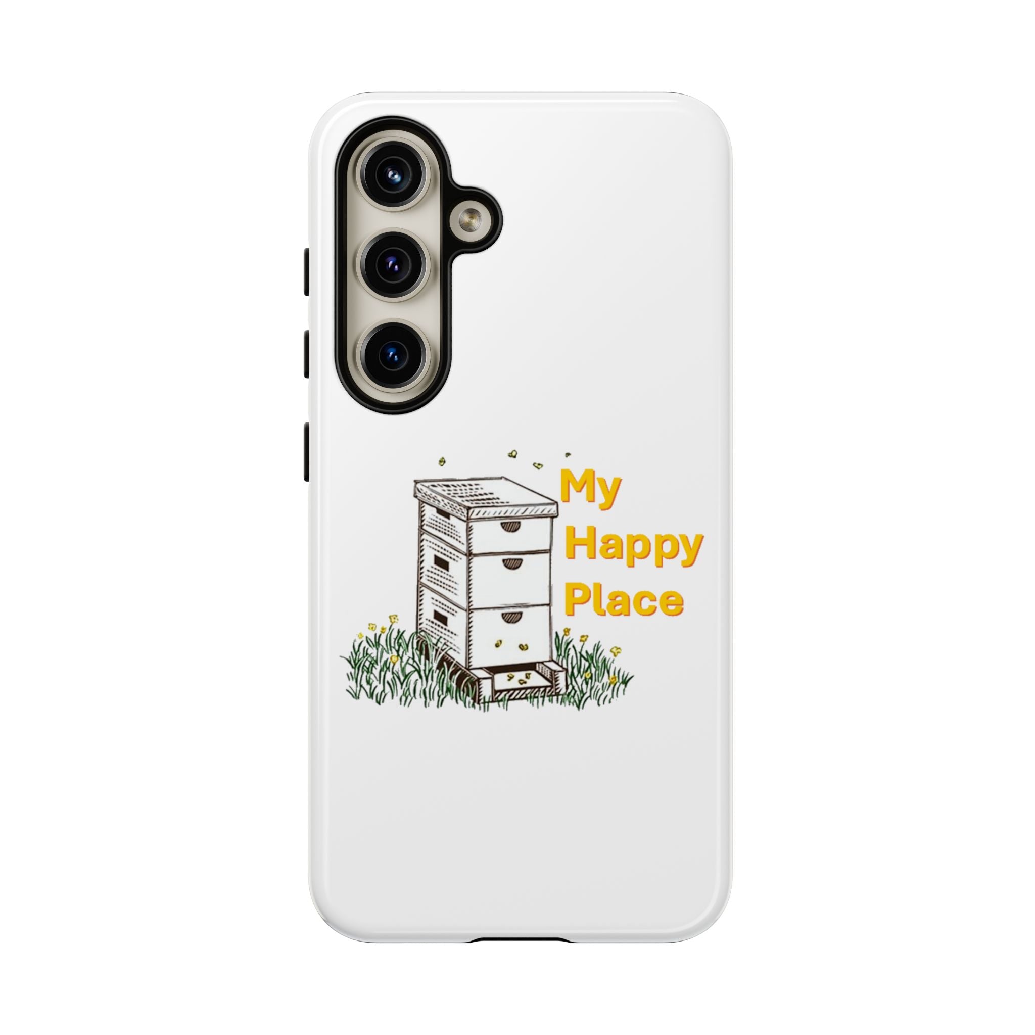 Phone Case — 'My Happy Place' Bee Hive Design Protective Cover