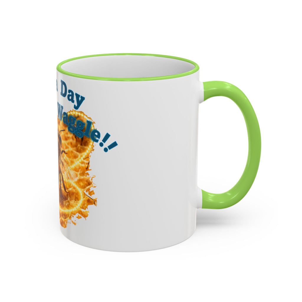 Have a Day Worth a Waggle! Bee Honey Mug — Accent Rim & Handle Coffee Cup