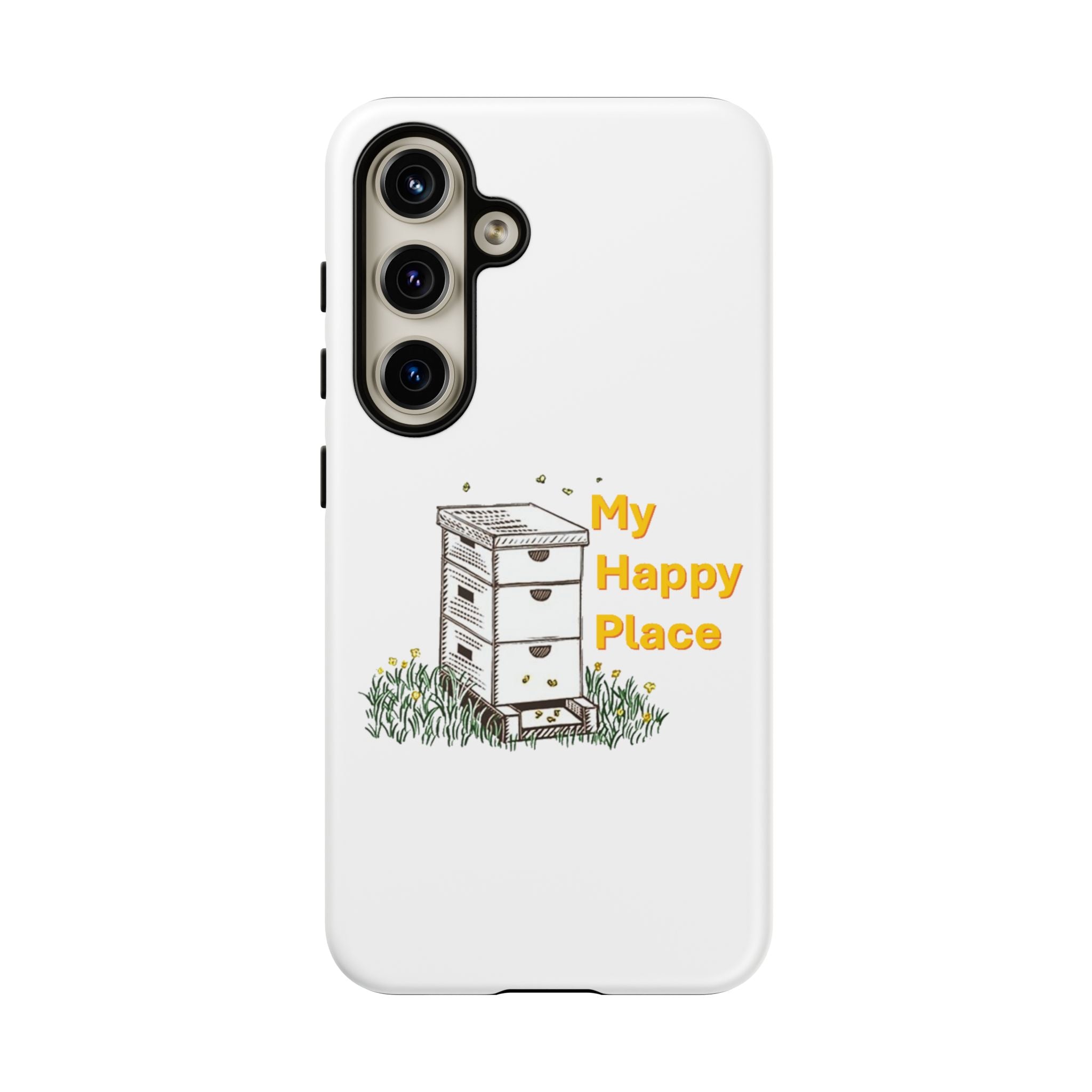 Phone Case — 'My Happy Place' Bee Hive Design Protective Cover