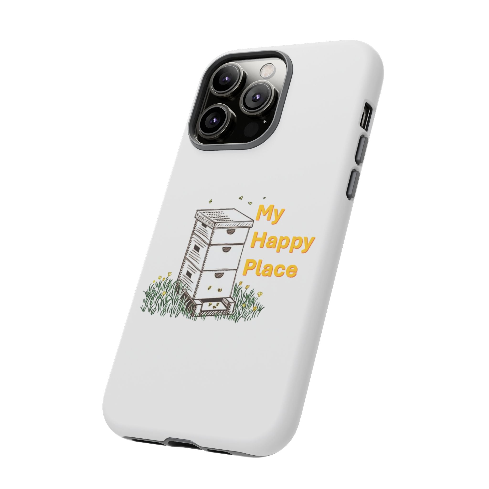 Phone Case — 'My Happy Place' Bee Hive Design Protective Cover