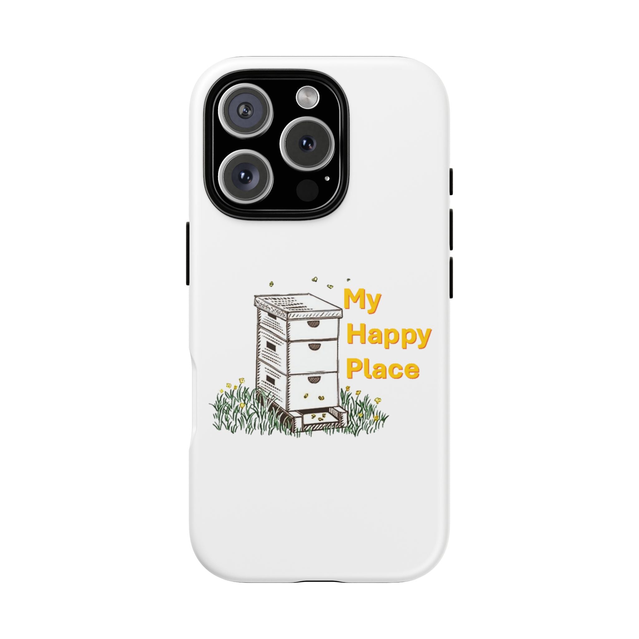 Phone Case — 'My Happy Place' Bee Hive Design Protective Cover