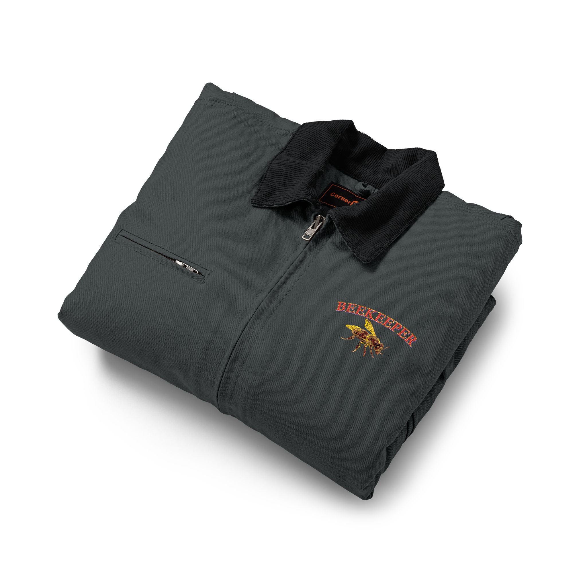 Beekeeper Duck Cloth Work Jacket — Embroidered Chest Logo, Durable Carpenter-Style Coat