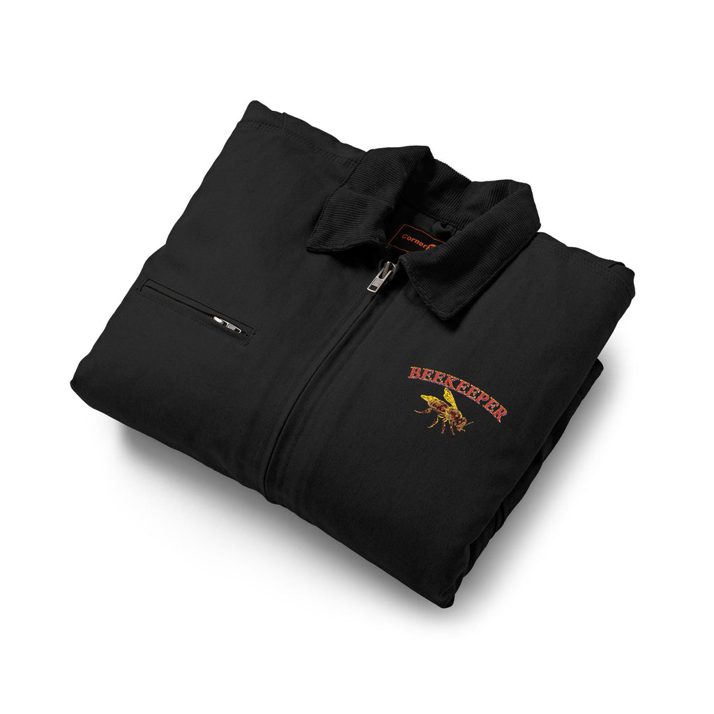 Beekeeper Duck Cloth Work Jacket — Embroidered Chest Logo, Durable Carpenter-Style Coat