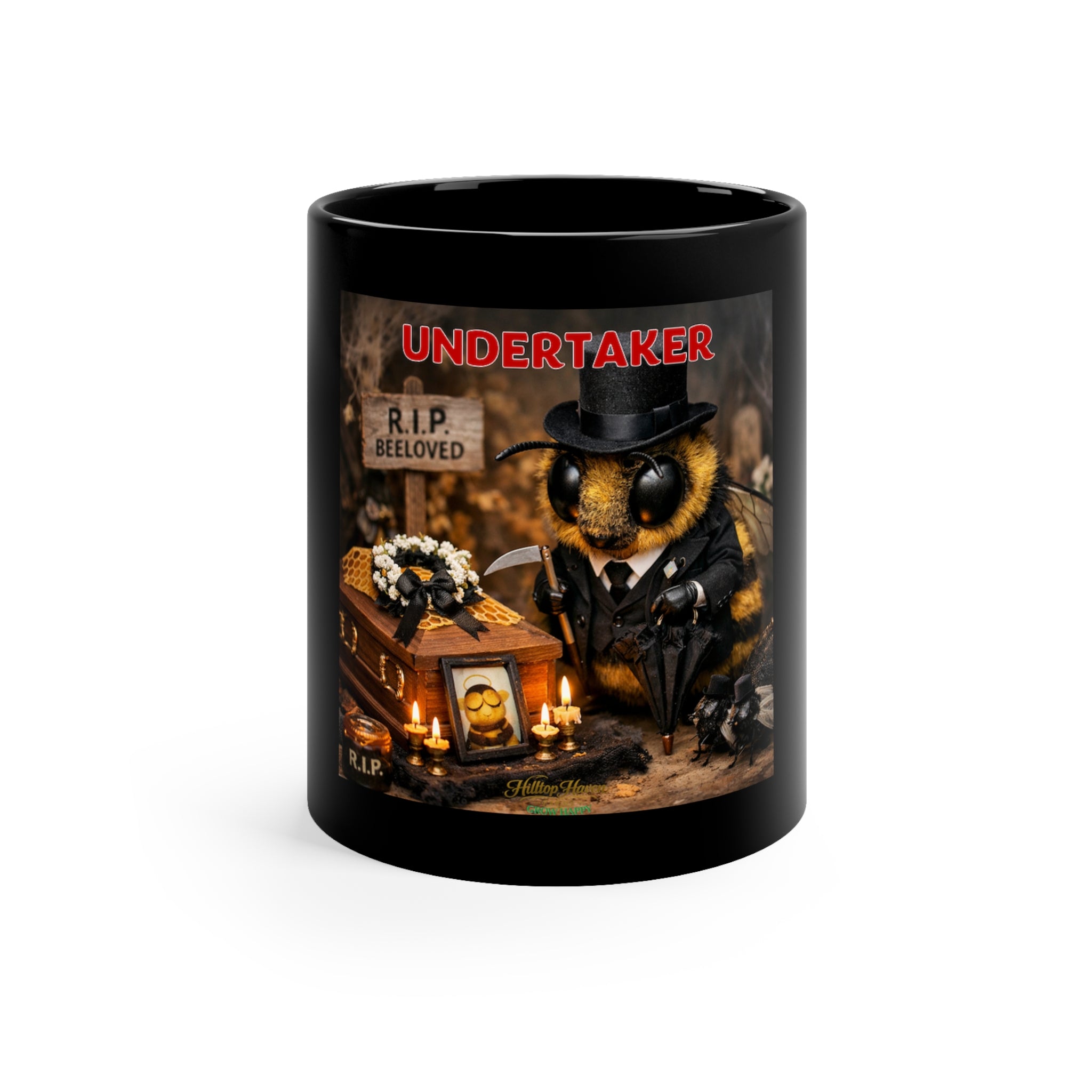 Undertaker Bee Coffee Mug - Gothic Funeral Cute 11oz Black Mug
