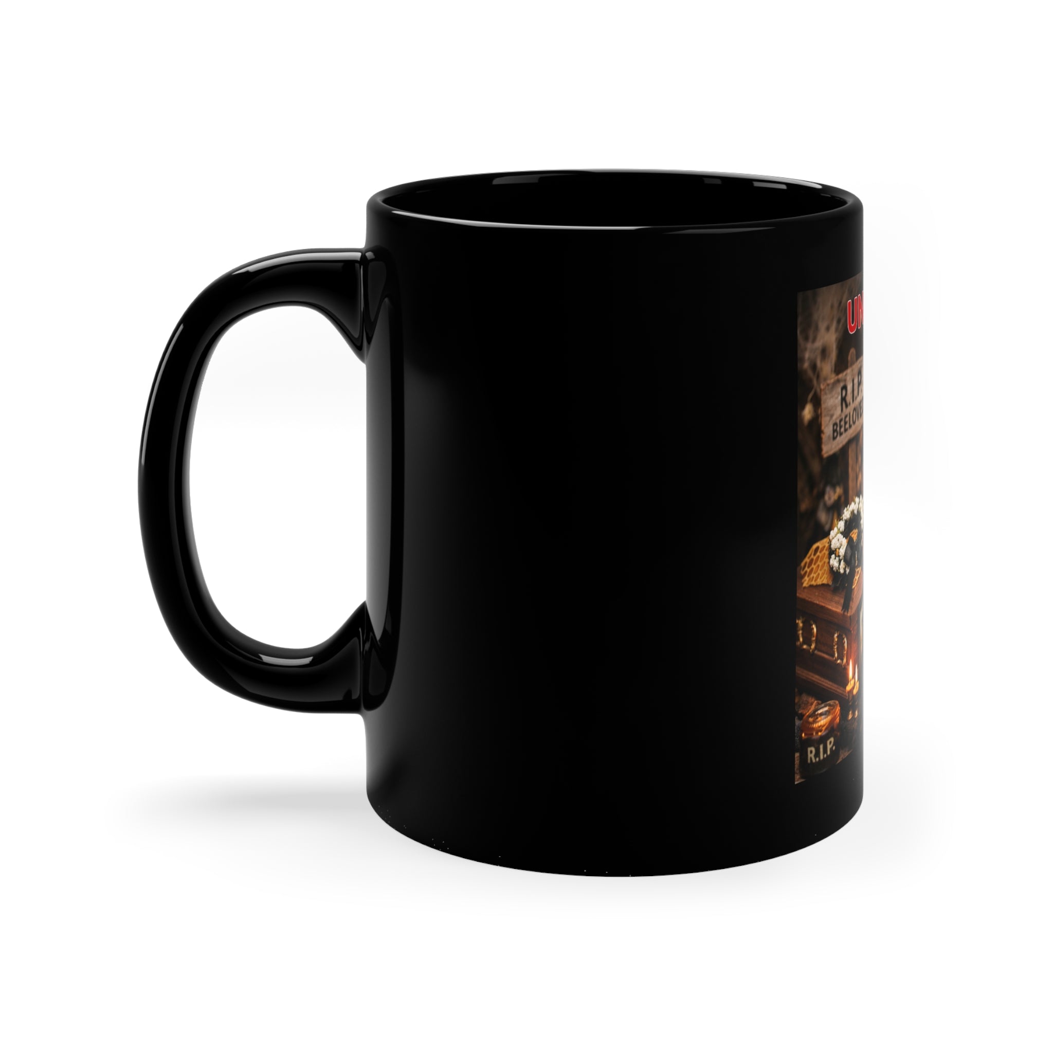 Undertaker Bee Coffee Mug - Gothic Funeral Cute 11oz Black Mug