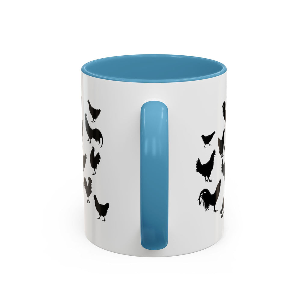 Chickens Silhouette Accent Coffee Mug – Black Hen Pattern (11/15 oz)