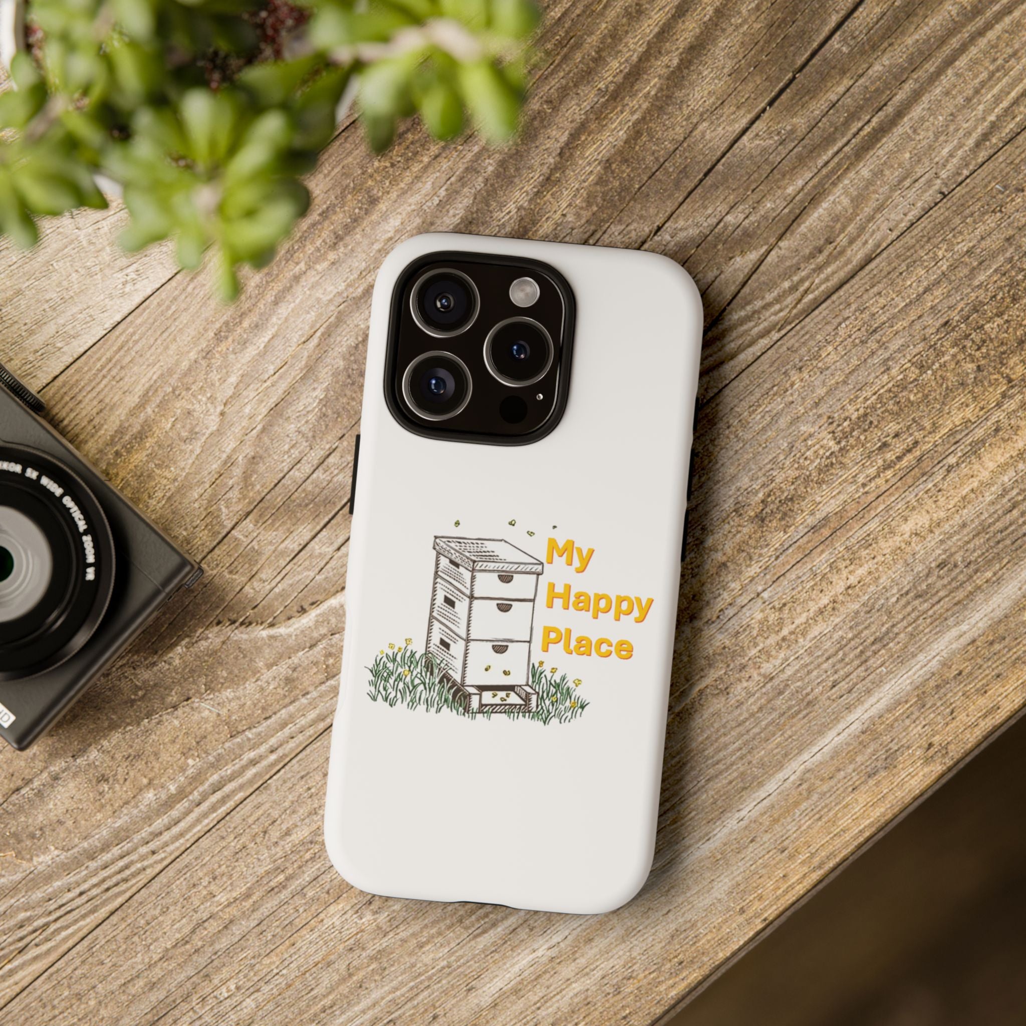Phone Case — 'My Happy Place' Bee Hive Design Protective Cover