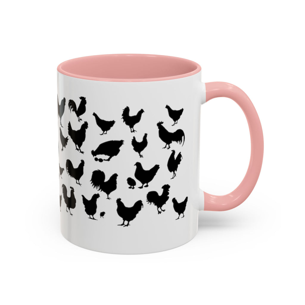 Chickens Silhouette Accent Coffee Mug – Black Hen Pattern (11/15 oz)