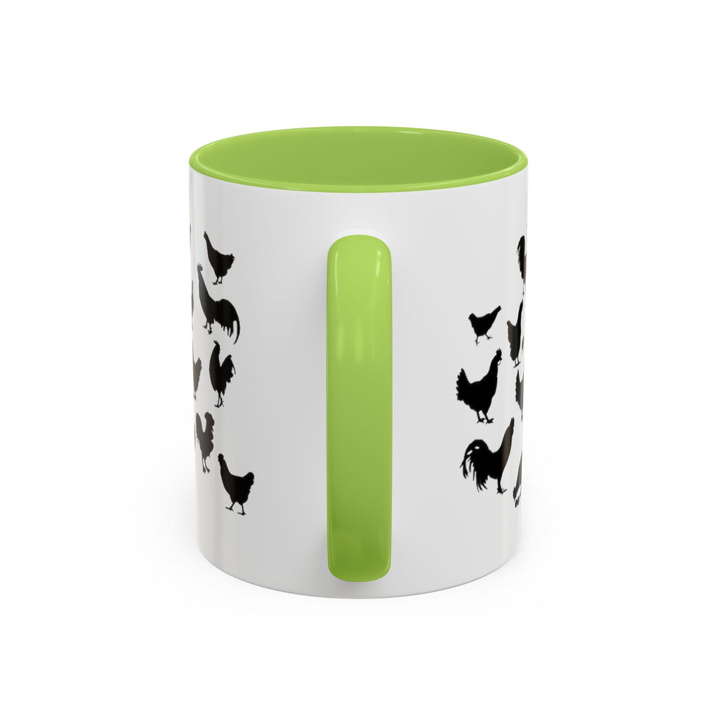 Chickens Silhouette Accent Coffee Mug – Black Hen Pattern (11/15 oz)