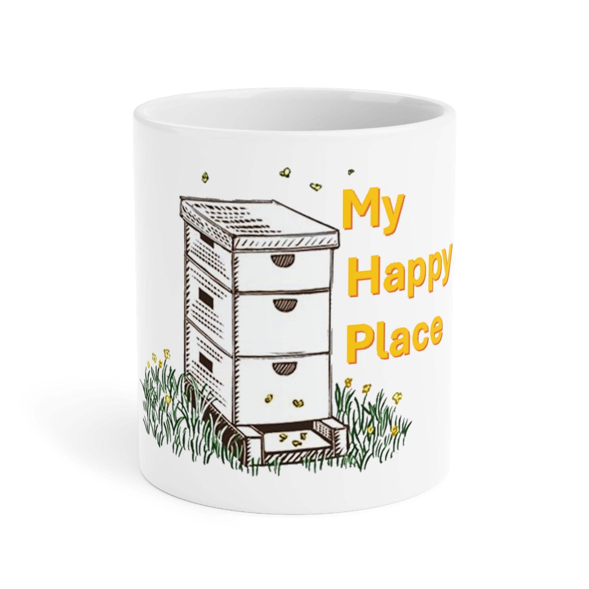 Beehive 'My Happy Place' Ceramic Mug — Beekeeper Gift