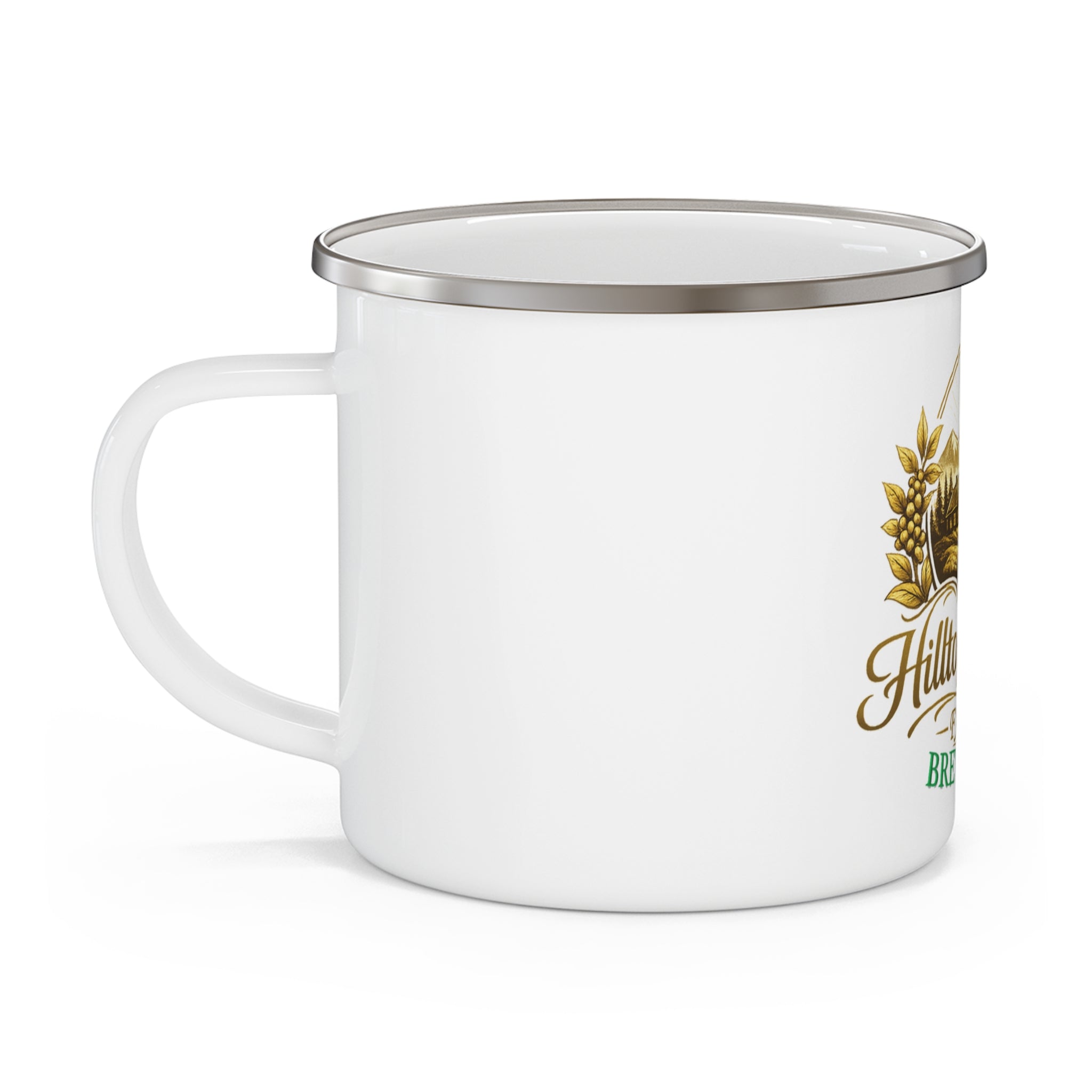 Hilltop Haven Farms “Brew Happy” Rustic Coffee Cup - Enamel Camping Mug