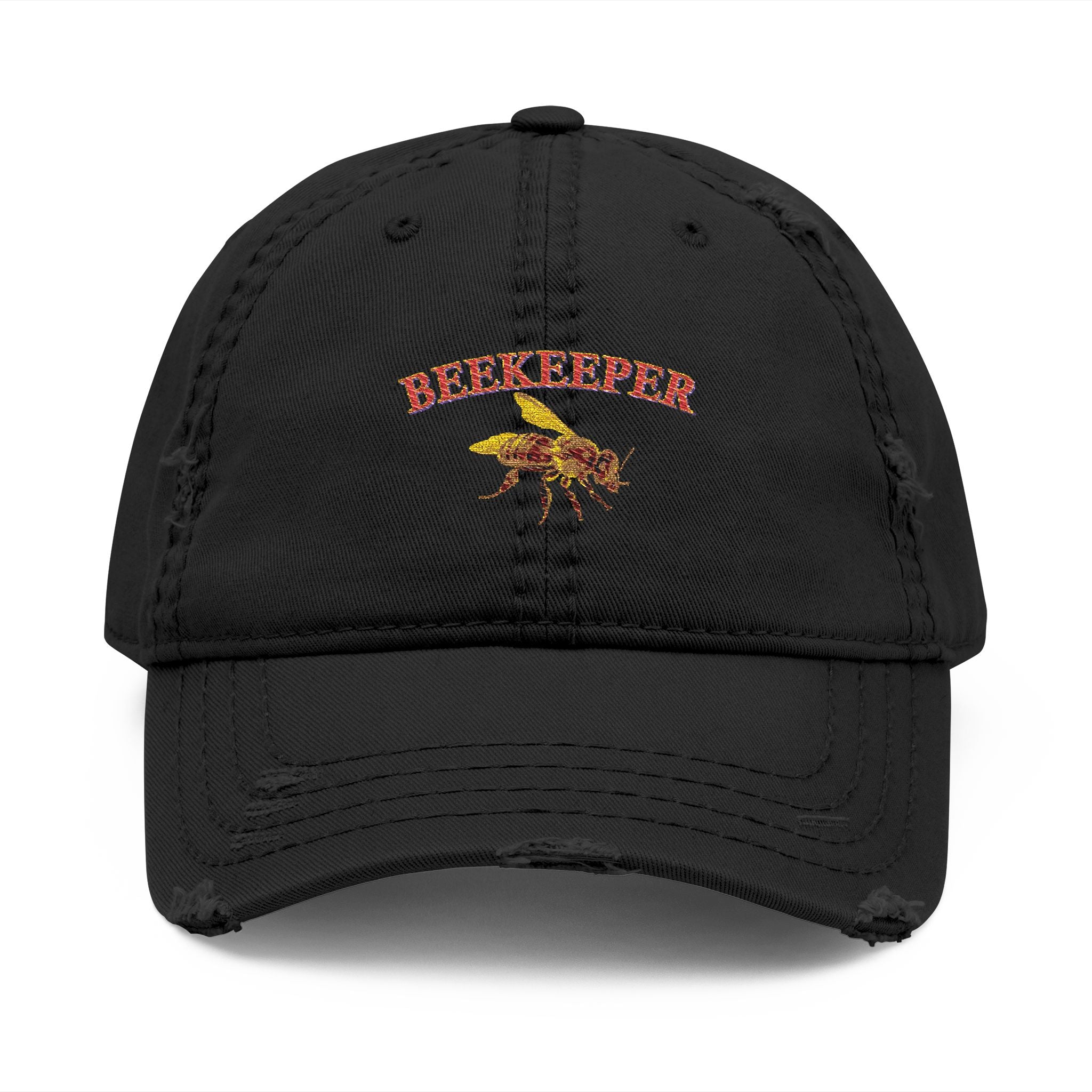 Beekeeper Embroidered Distressed Dad Hat — Vintage Beekeeping Cap