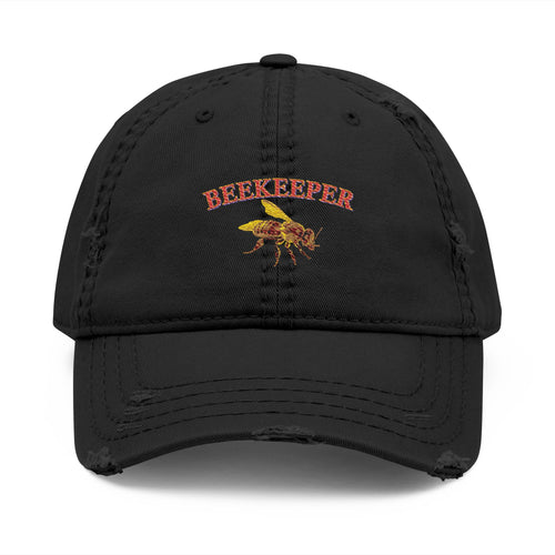 Beekeeper Embroidered Distressed Dad Hat — Vintage Beekeeping Cap
